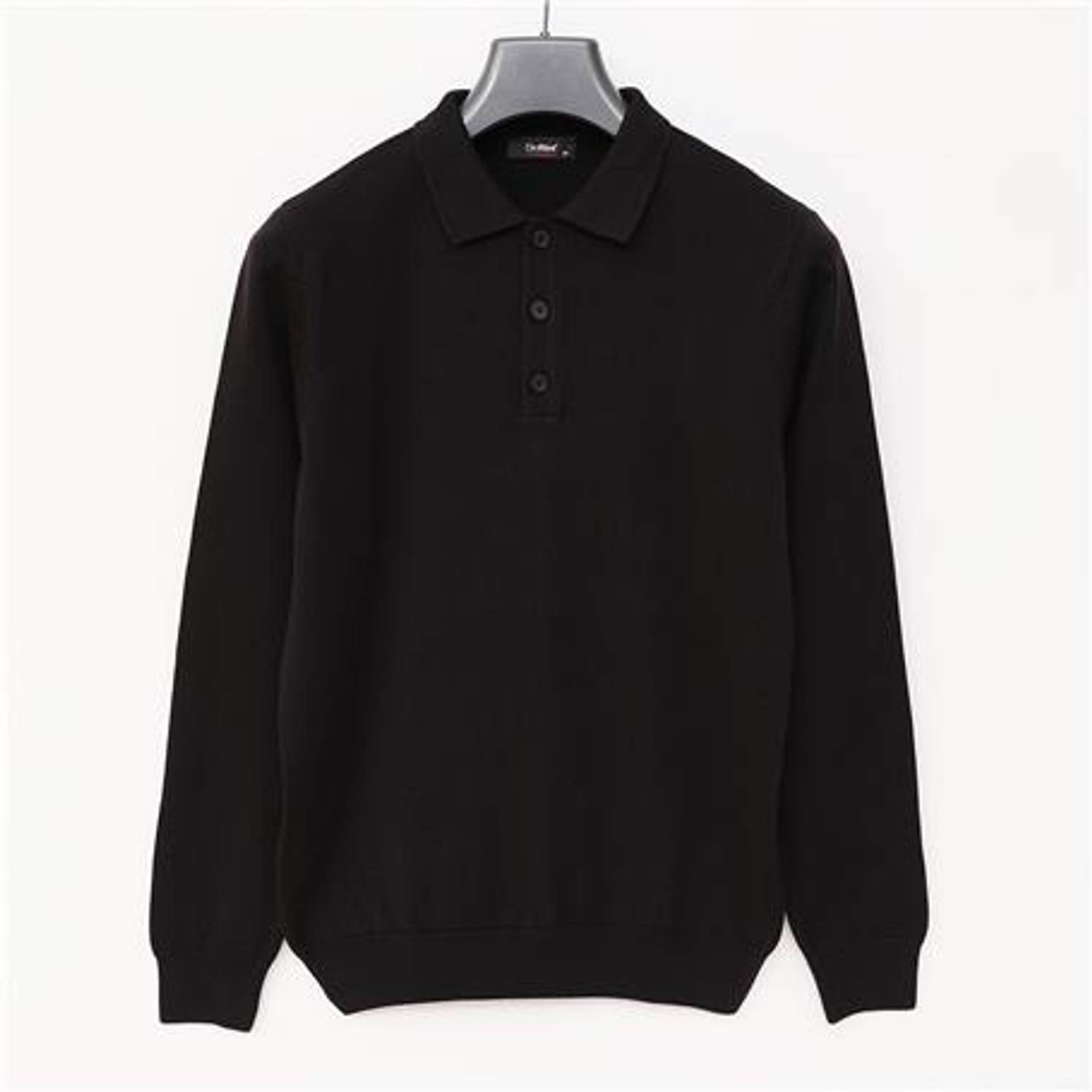 Erkek Polo Yaka Uzun Kol Triko - 180540-1 - Siyah