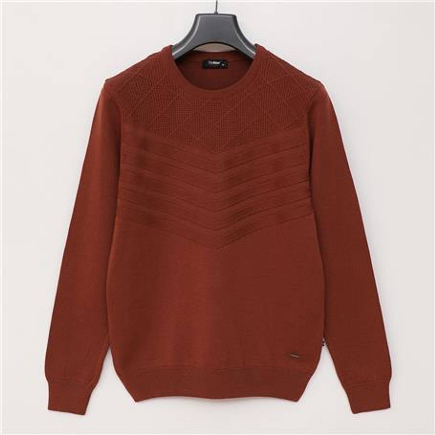 Чоловічий светр з круглим вирізом, з текстурованою передньою частиною, стандартна посадка, 100% бавовна, кольор кераміт