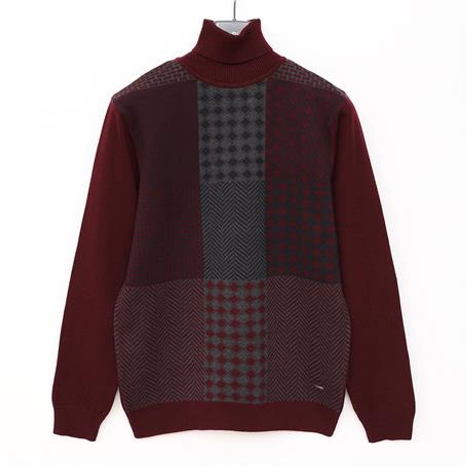 Erkek Balıkçı Yaka Uzun Kol Triko Kazak - 189034 - Koyu Bordo