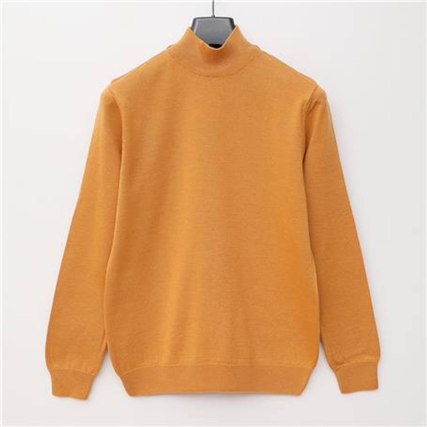 سويت شيرت صوف رجالي بأكمام طويلة ورقبة مرتفعة - لون مانغو - متوفر بمقاسات XL و L و M و XXL