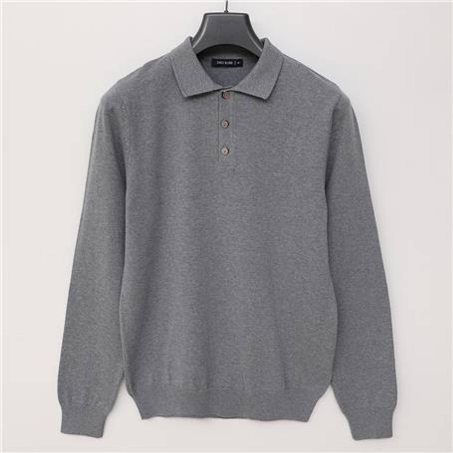 Erkek Polo Yaka Uzun Kol Triko - 180540 - Açık Füme