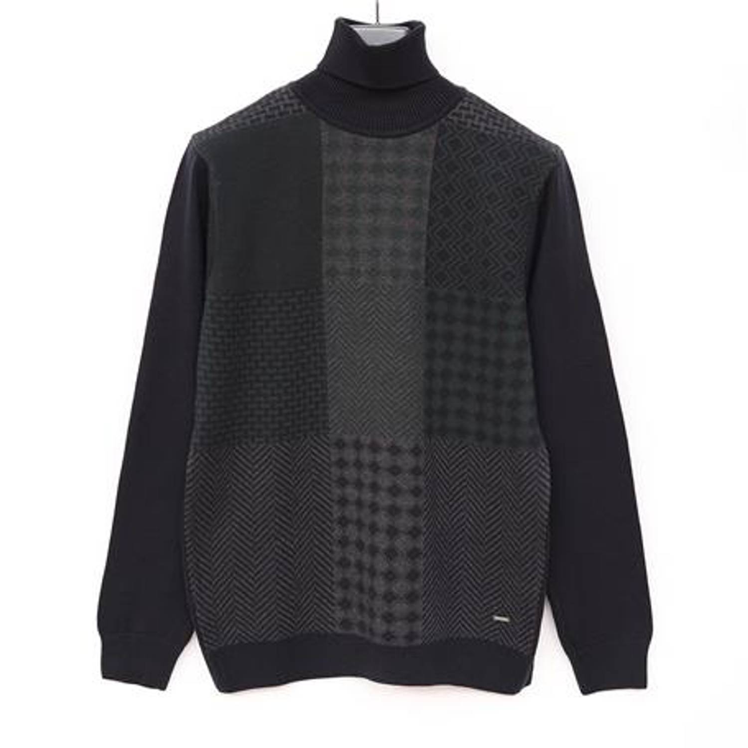 Чоловічий светр з високим коміром, довгий рукав, темно-синій, розміри XL, L, M, XXL