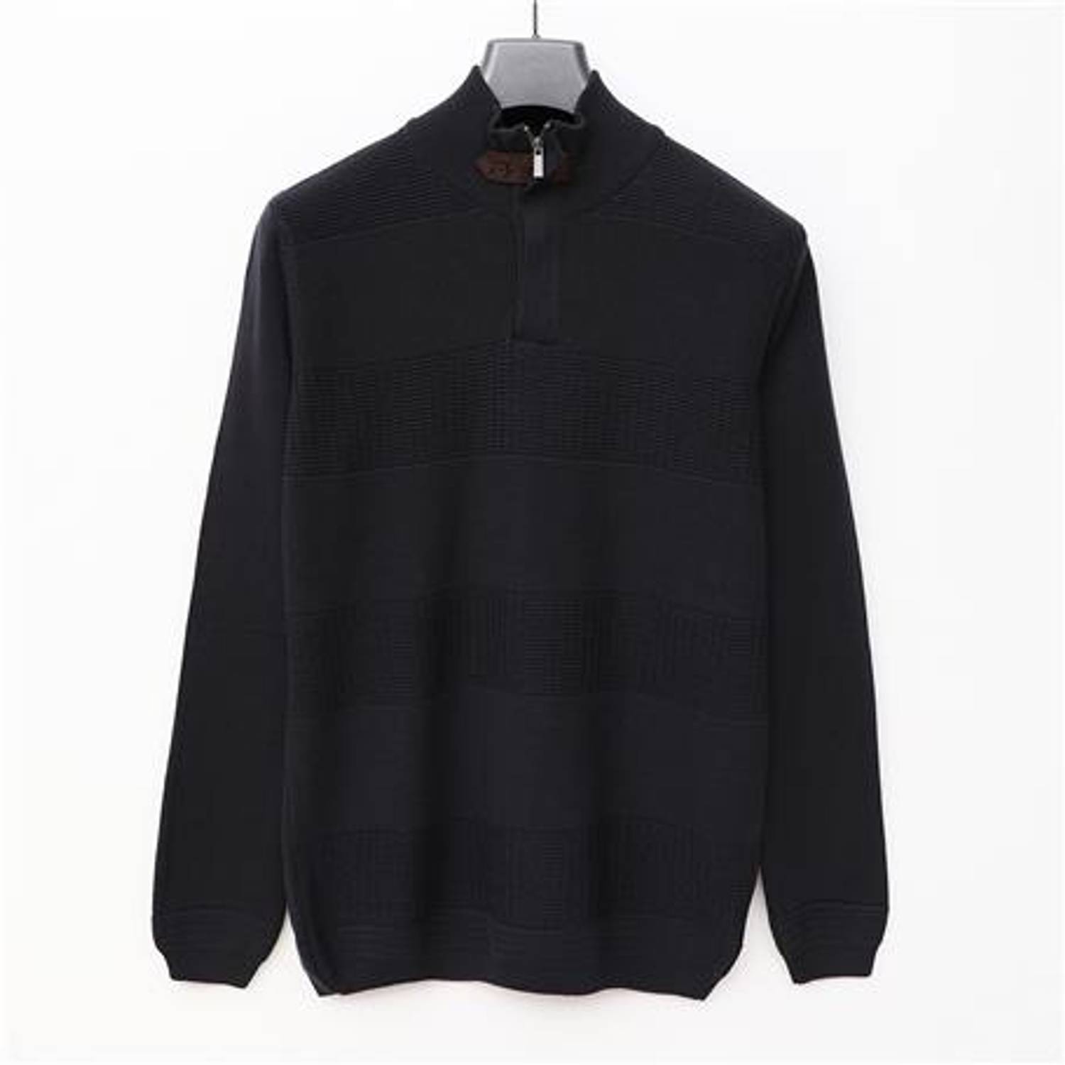 Мужской свитер с длинным рукавом и воротником-лодочкой - темно-синий, размеры XL, L, M, XXL