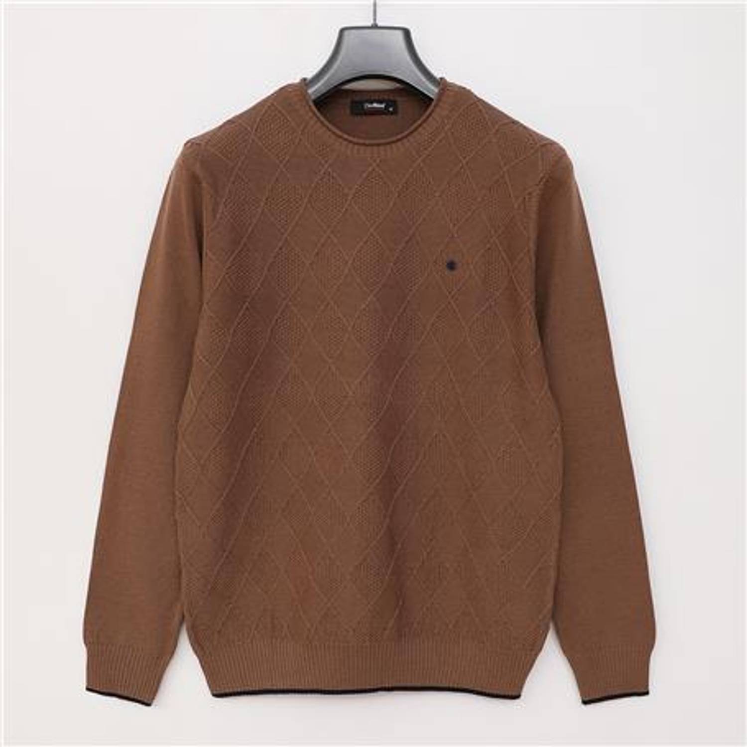 Erkek Uzun Kol Bisiklet Yaka Triko Kazak - 189399 - Toprak