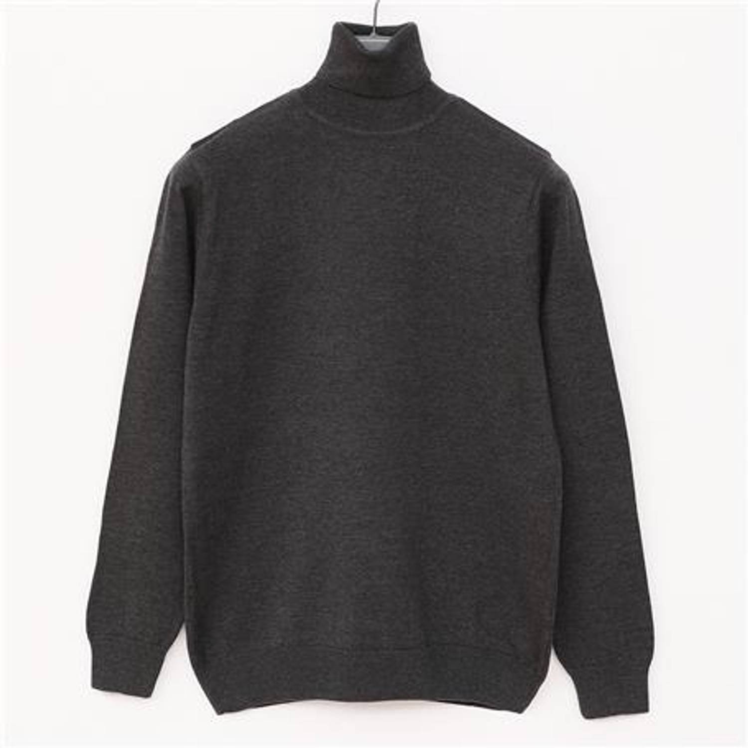 Erkek Uzun Kol Balıkçı Yaka Siyah Triko Kazak - 180539-1 - Antrasit