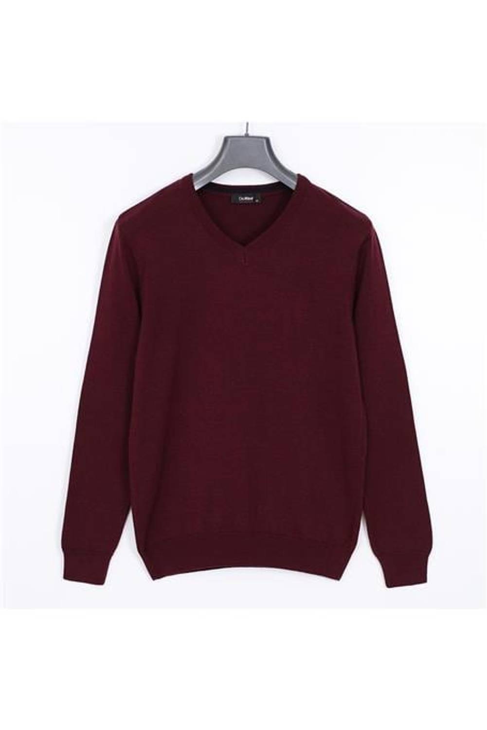 Мужской трикотажный свитер с длинным рукавом и V-образным вырезом 180537-1, цвет бордо, размеры: XL, L, M, XXL