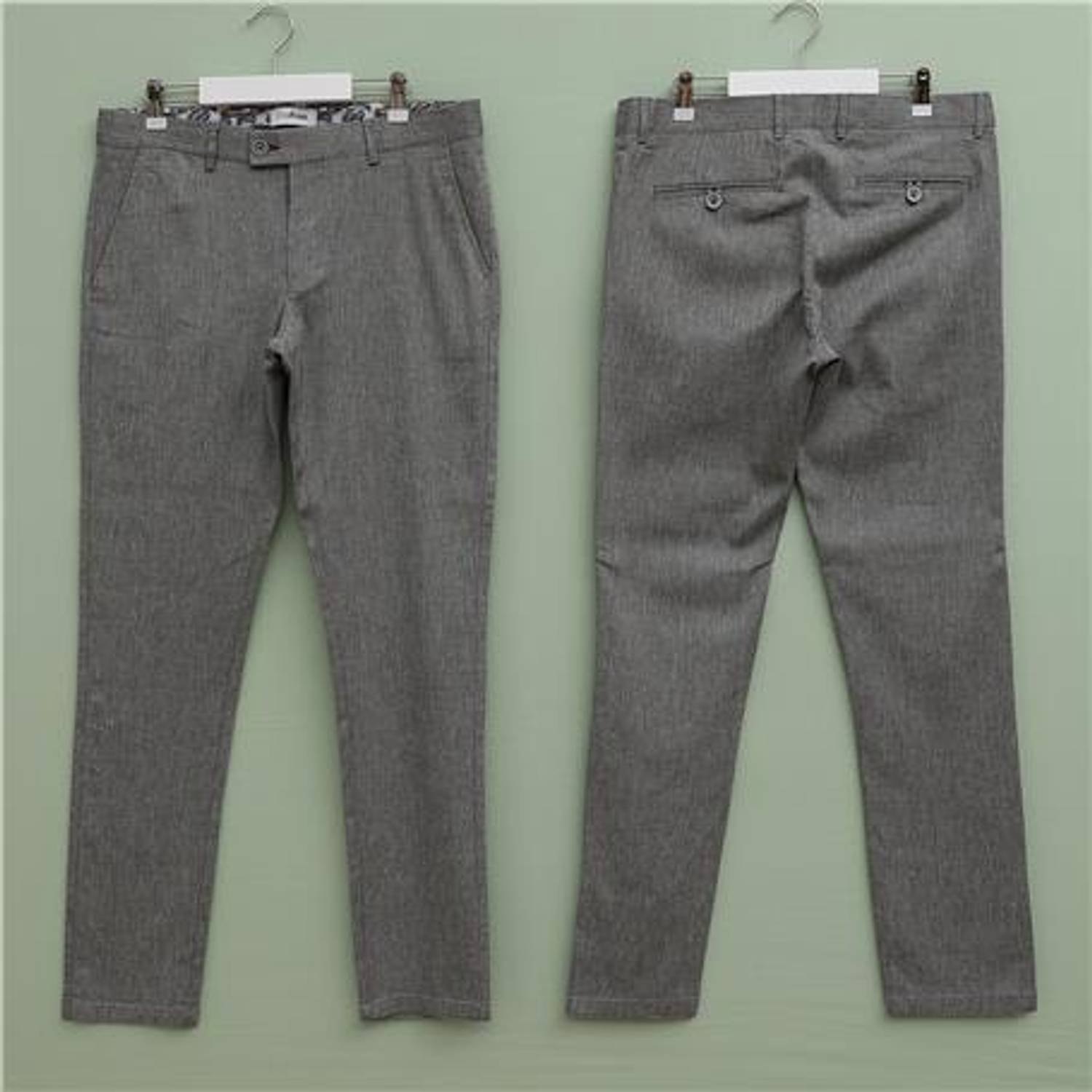 Italian Cut Straight Fit Men's Trousers - PT-239 - Black Melange