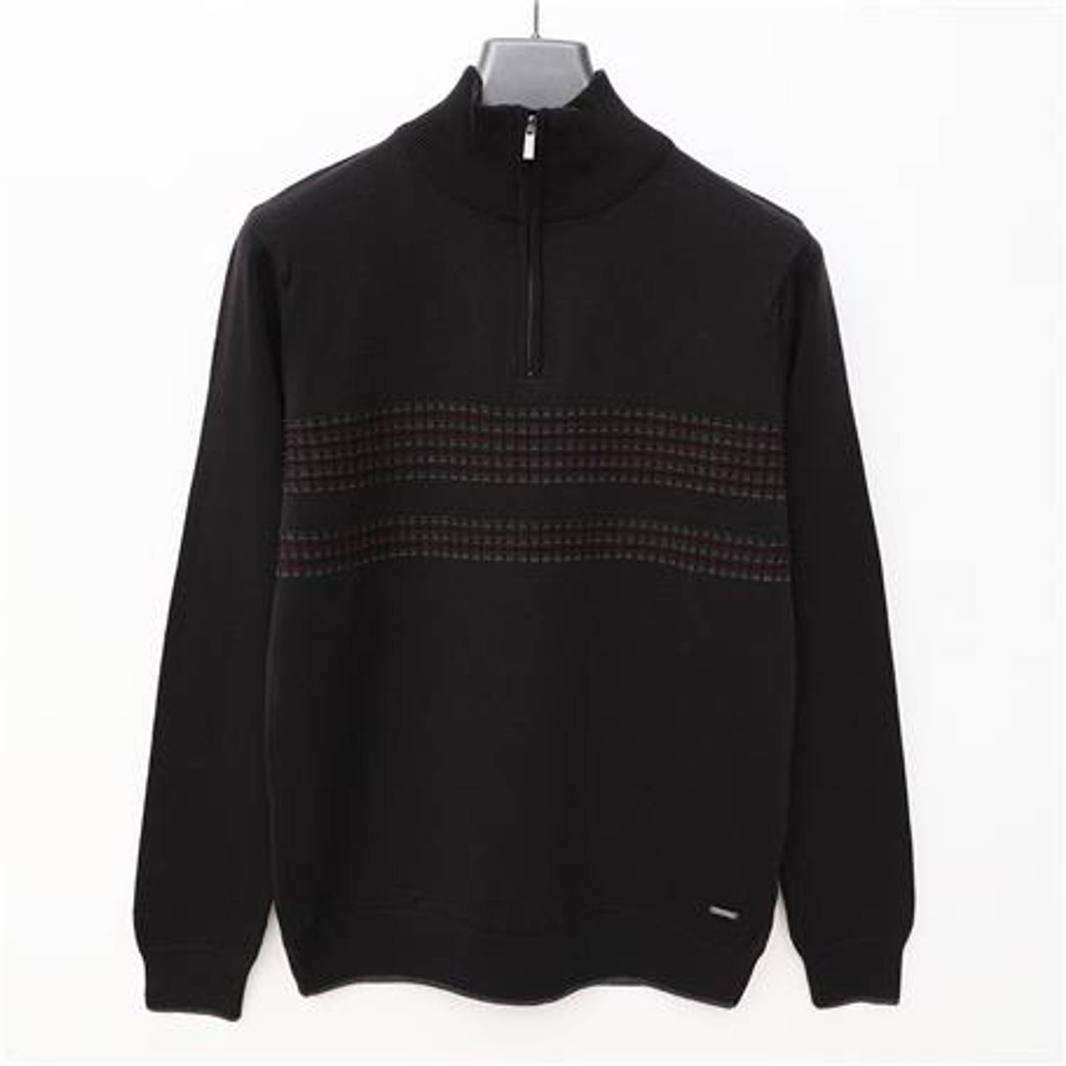 Мужской свитер с длинным рукавом и полузастежкой - 189008 - черный, размеры: XL, L, XXL, M