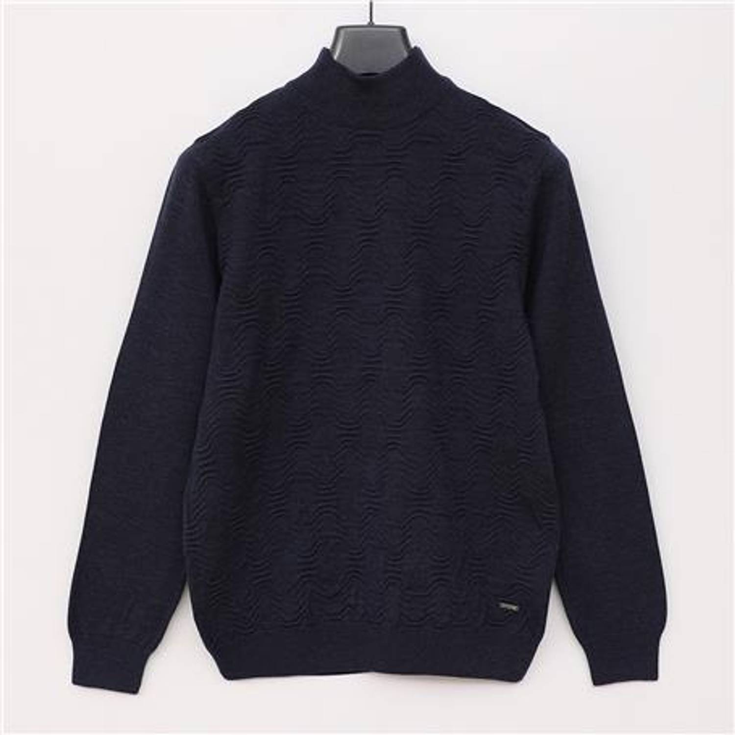 В чоловічий светр з високим коміром, довгий рукав, колір темний індиго меланж, модель 189280, доступний розміри XL, L, XXL, M