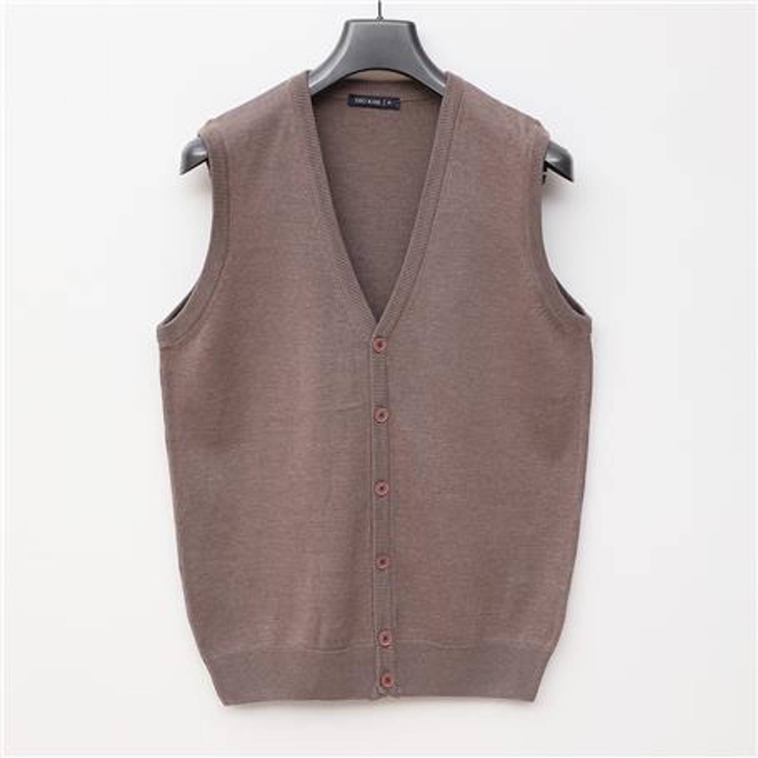 سترة رجالية شتوية بدون أكمام بلون بني فاتح مائل للرمادي متوفرة بمقاسات XL وL وM وXXL