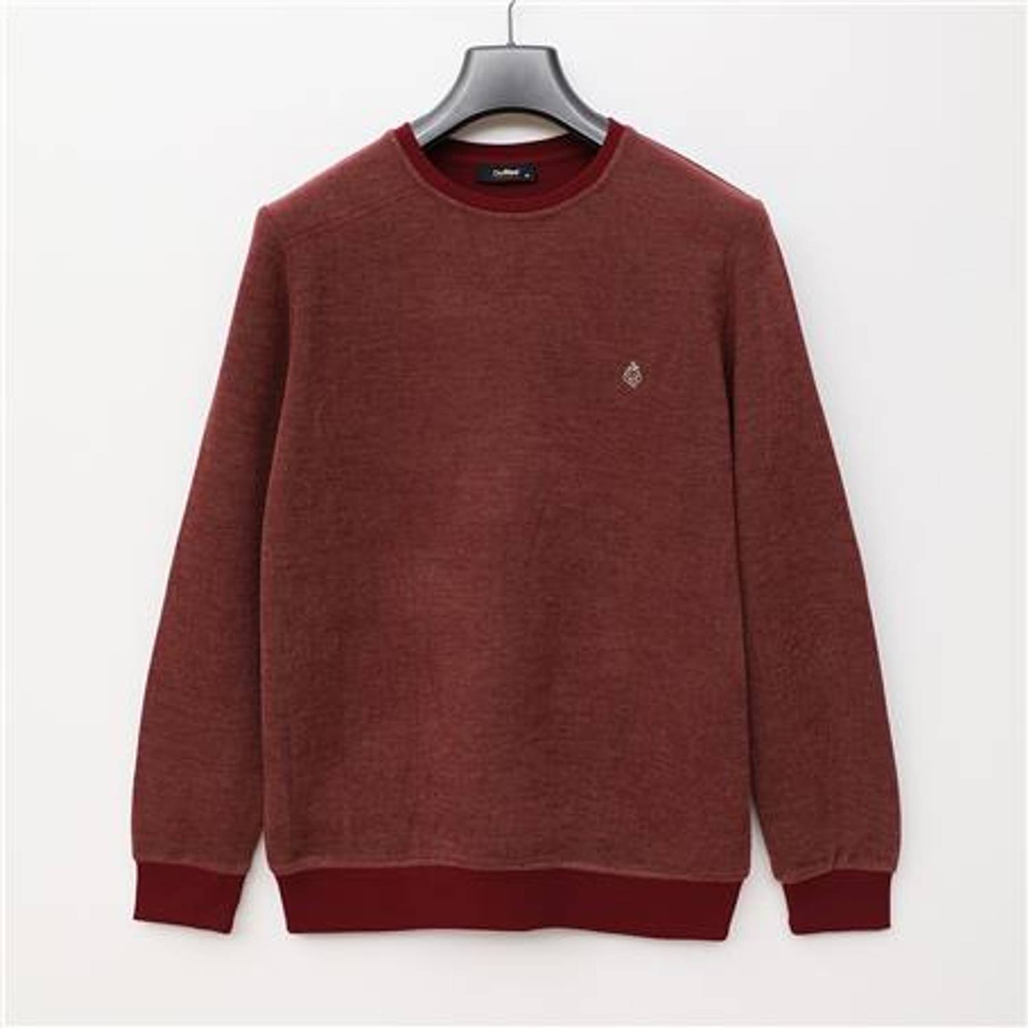 Чоловічий светр з довгим рукавом і круглим вирізом - бордовий, розміри XL, L, M, XXL