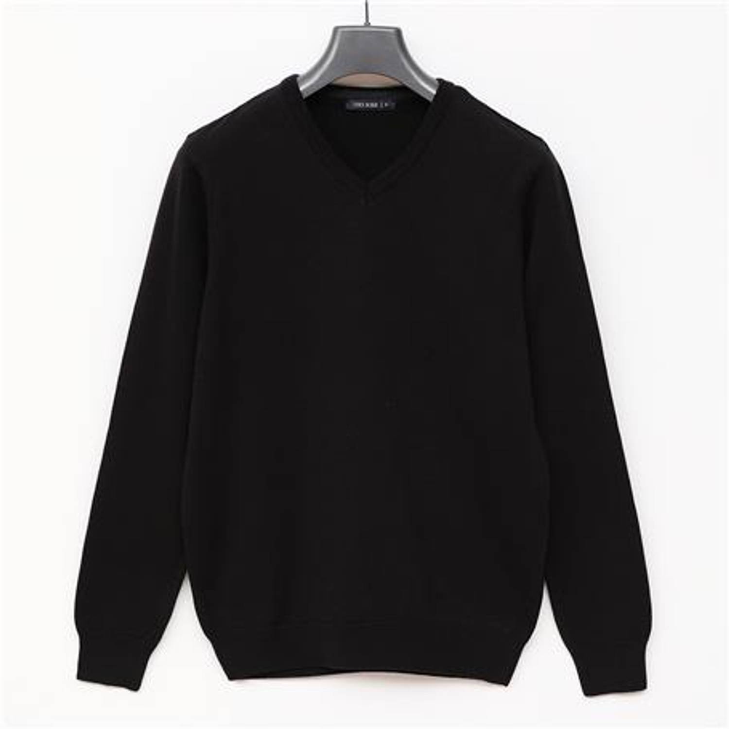 Erkek Uzun Kol V Yaka Triko Kazak - 180537 - Siyah