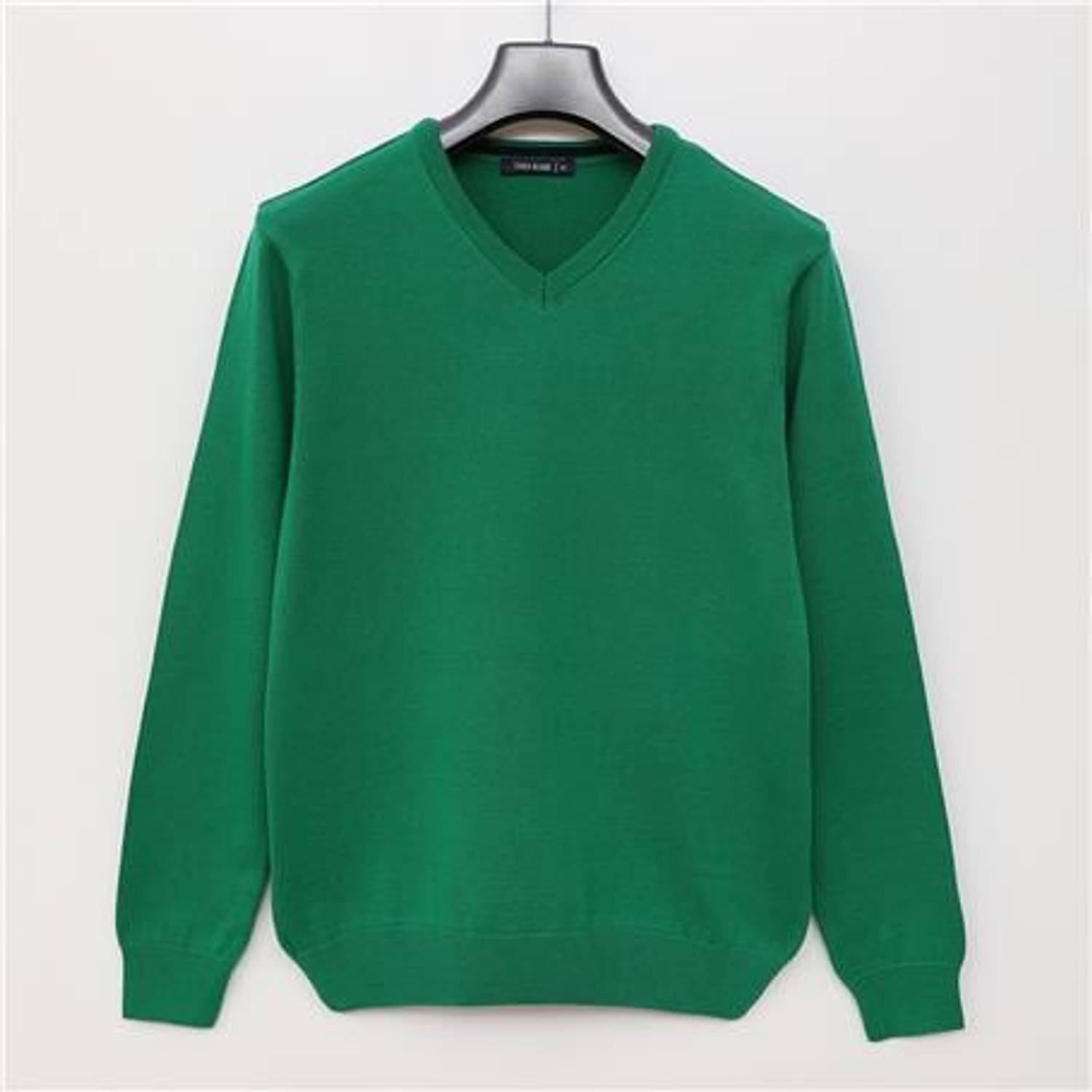 Мужской трикотажный свитер с длинным рукавом и V-образным вырезом, зеленый, размеры XL, L, M, XXL