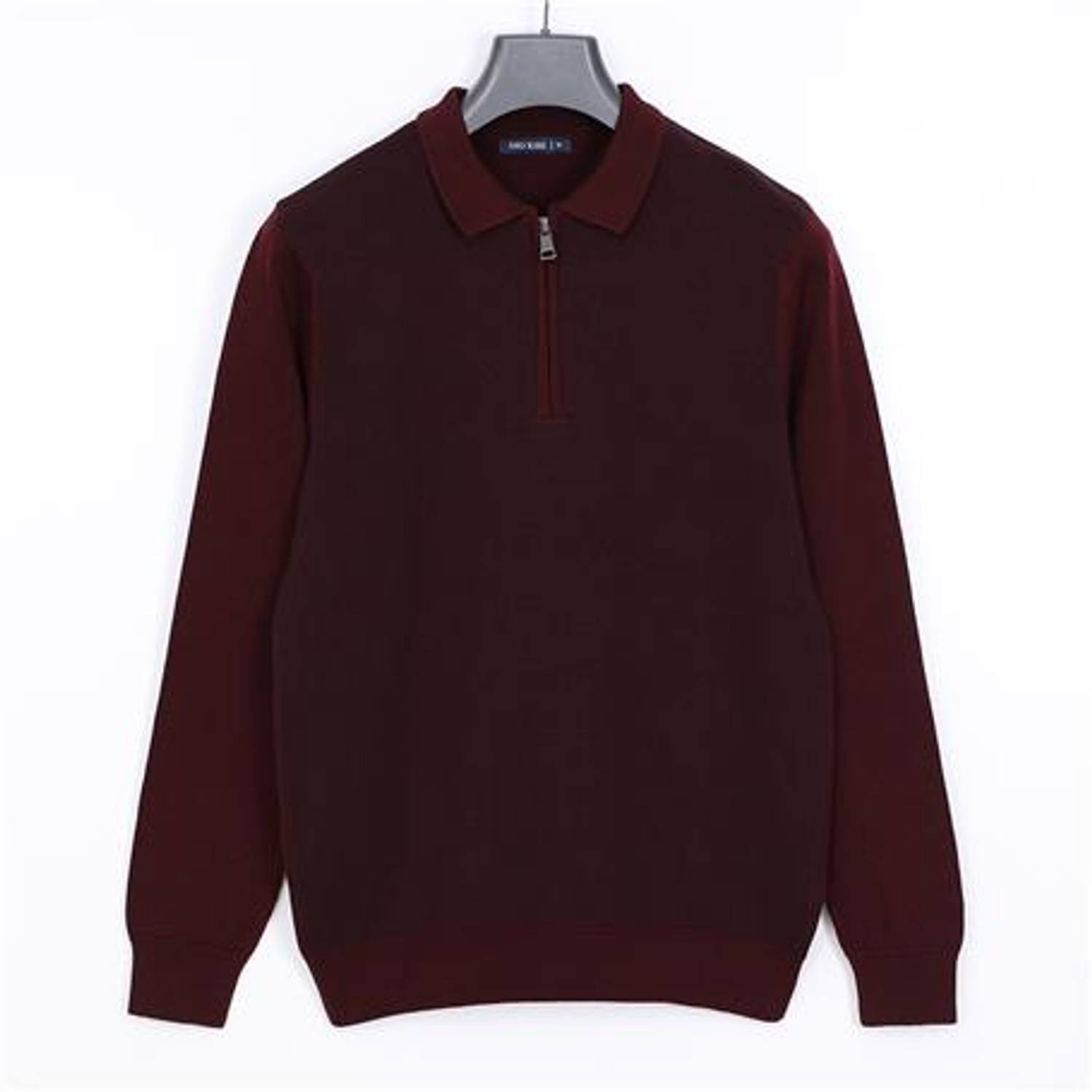 Erkek Uzun Kol Polo Yaka Triko Kazak - 180813 - Koyu Bordo