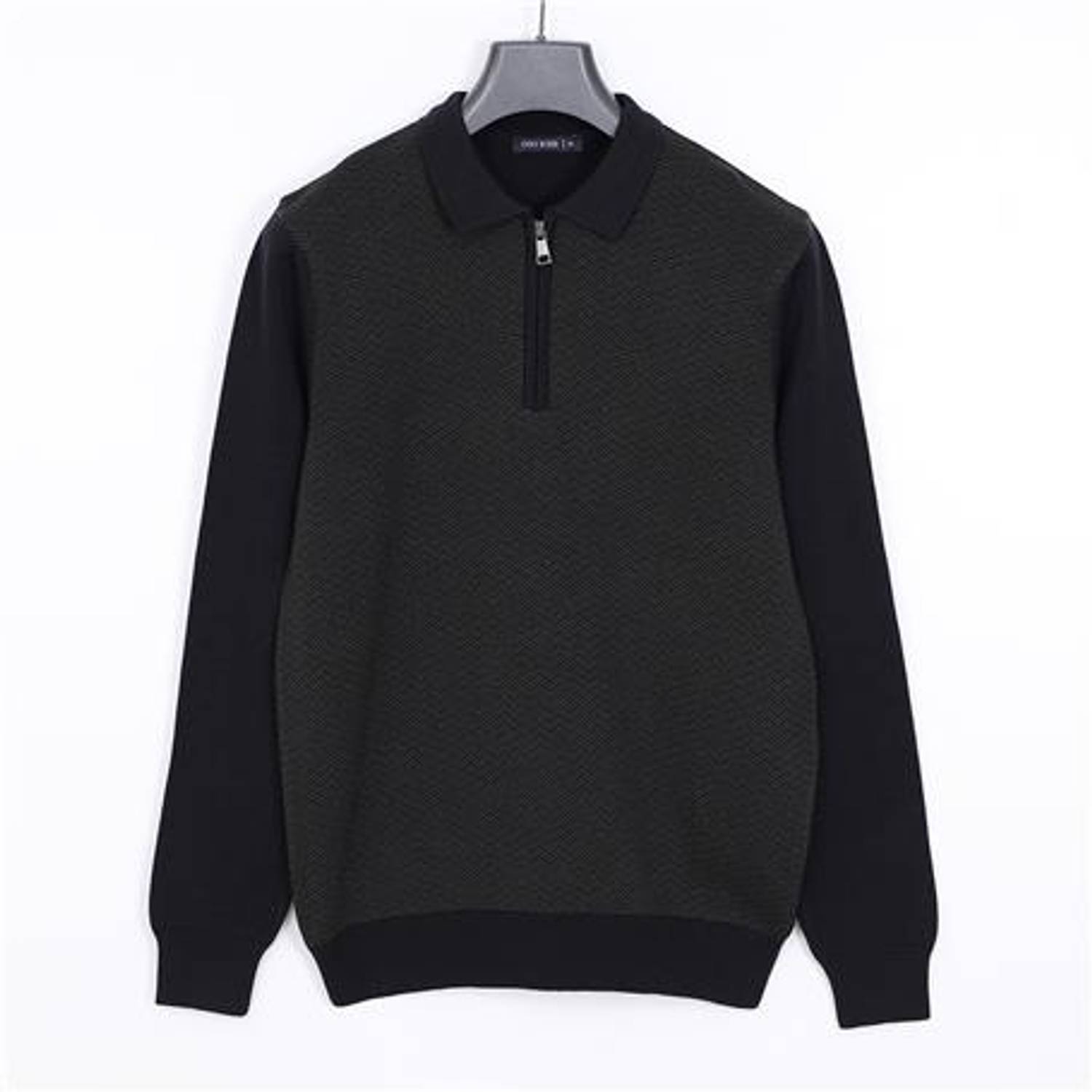 Erkek Uzun Kol Polo Yaka Triko Kazak - 180813 - Koyu Yeşil - Lacivert