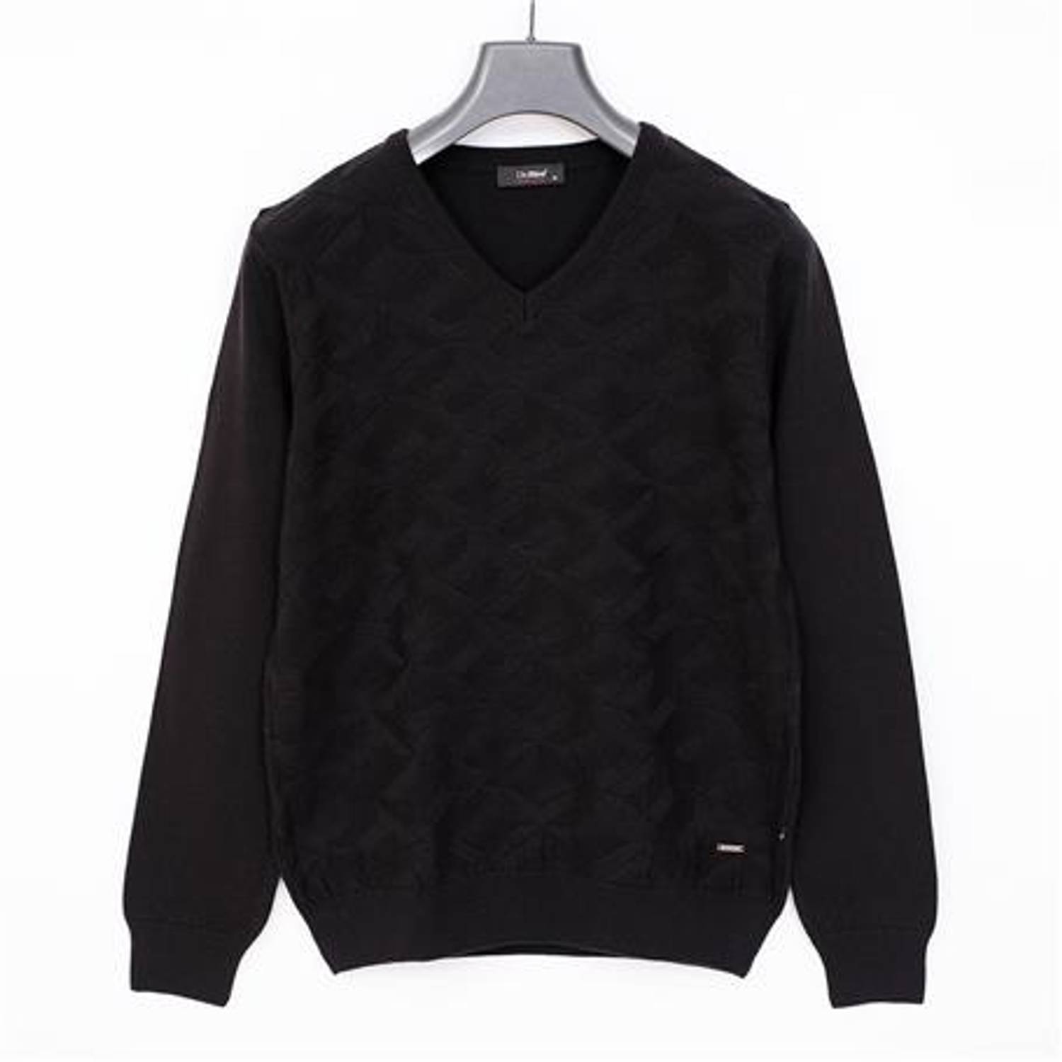 كنزات صوفية رجالية بأكمام طويلة وقصة على شكل V - 189055 - أسود