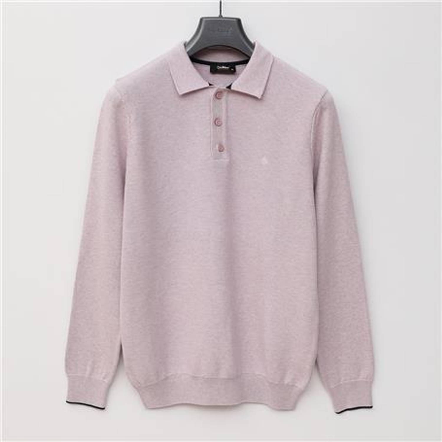 Мужской трикотажный свитер с воротником-поло, длинный рукав - 189090, цвет: лиловый меланж, размеры: XL, L, M, XXL