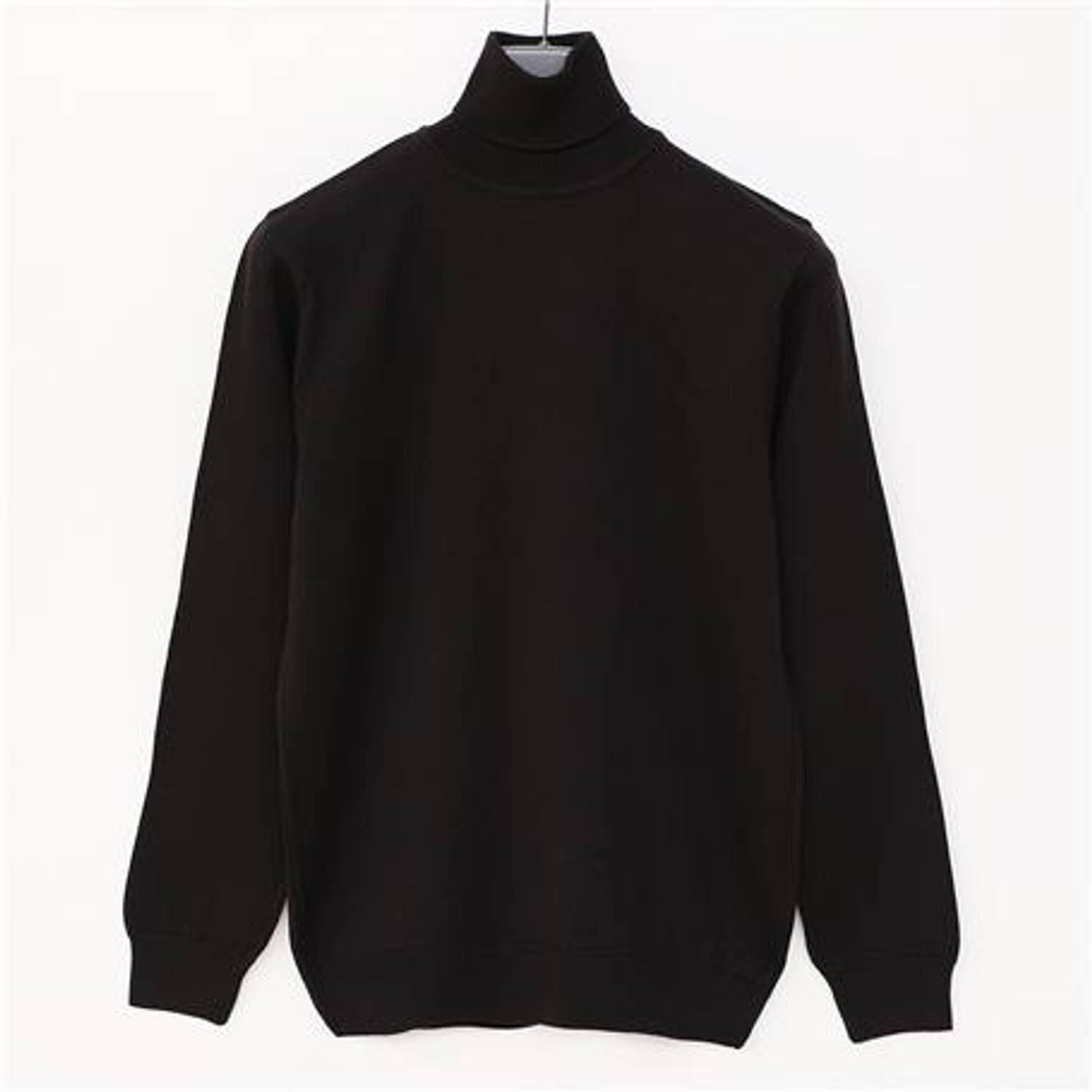 كنزة صوفية رجالية سوداء بياقة صيد طويلة الأكمام بألوان متعددة 