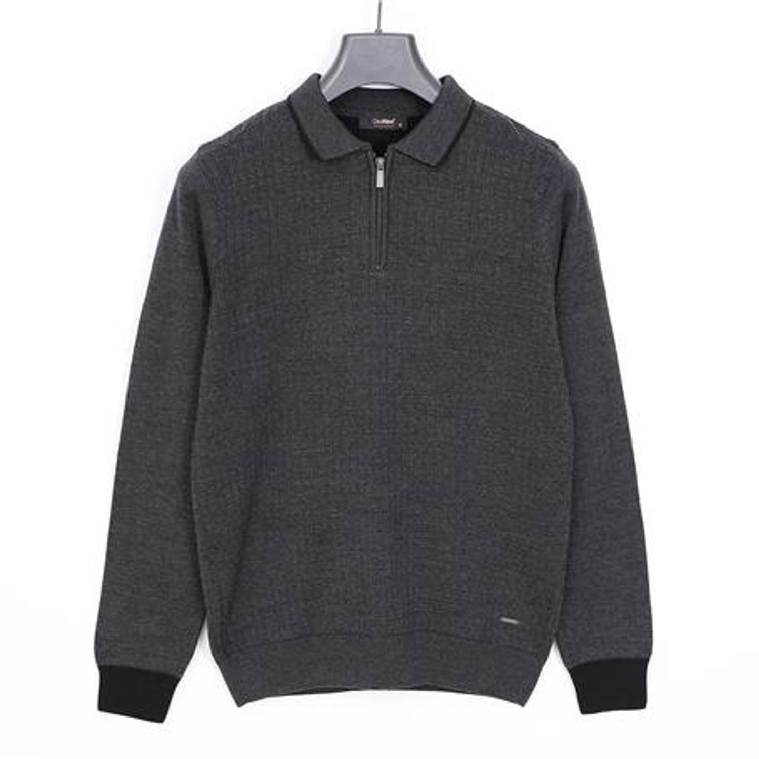 Erkek Fermuarlı Polo Yaka Uzun Kol Triko - 180972 - Antrasit