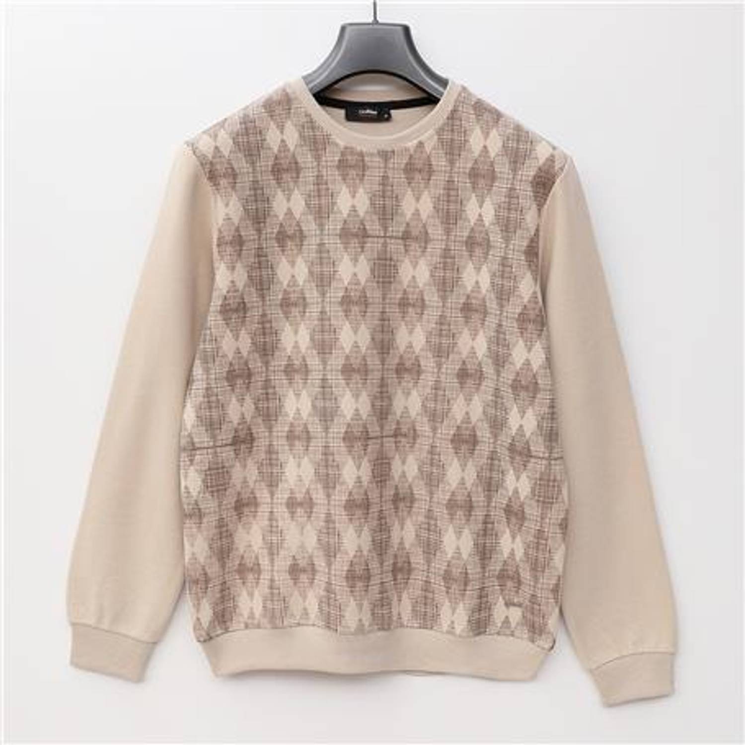 Чоловічий оксамитовий светр з довгим рукавом - PPS-3505 - Бежевий