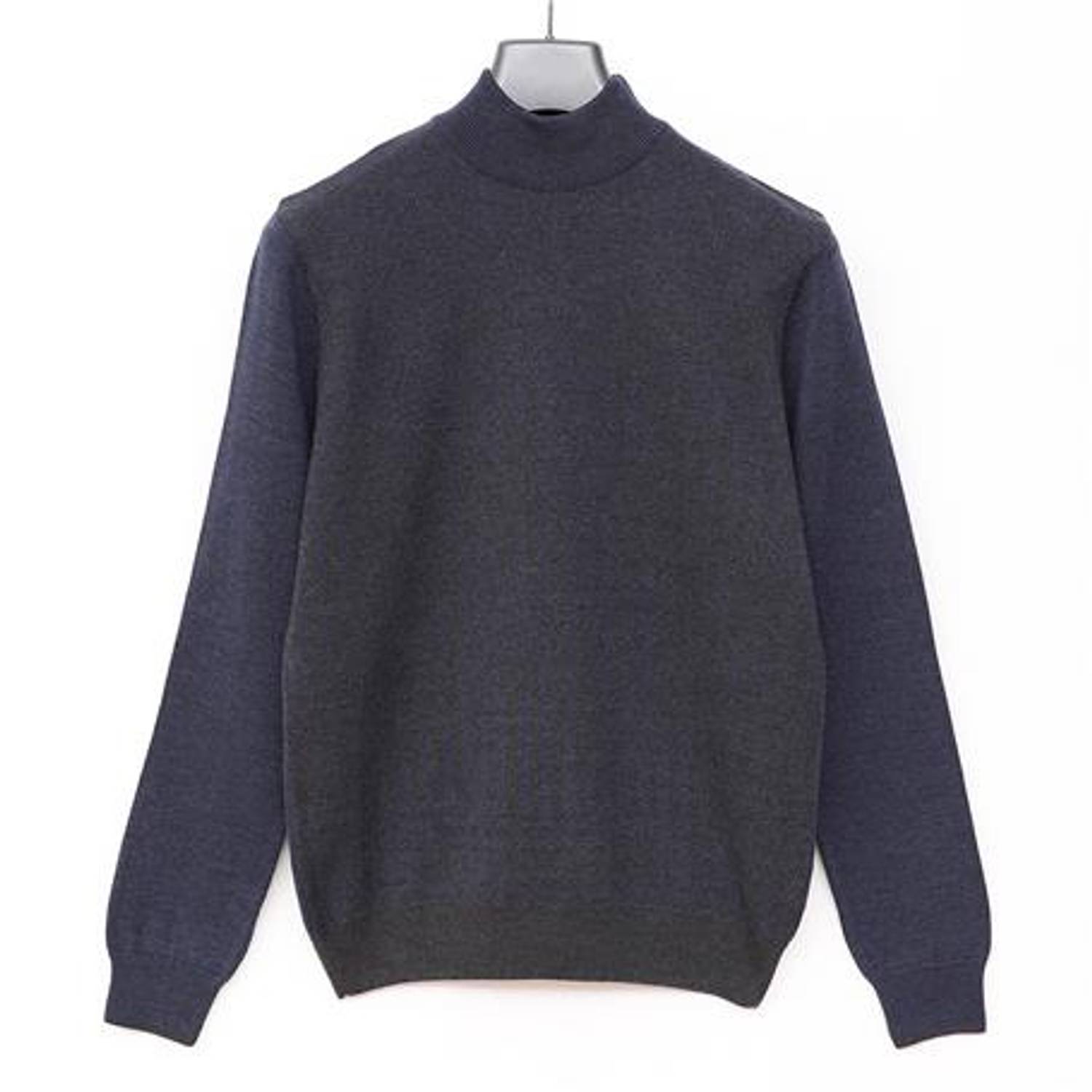 Erkek Yarım Balıkçı Yaka Uzun Kol Triko Kazak - 189282 - İndigo Melanj