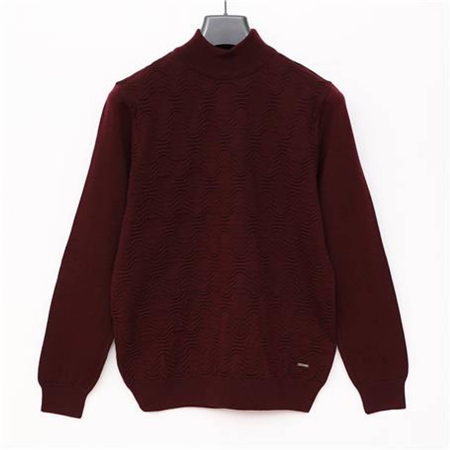 Erkek Balıkçı Yaka Uzun Kol Triko Kazak - 189280 - Koyu Bordo