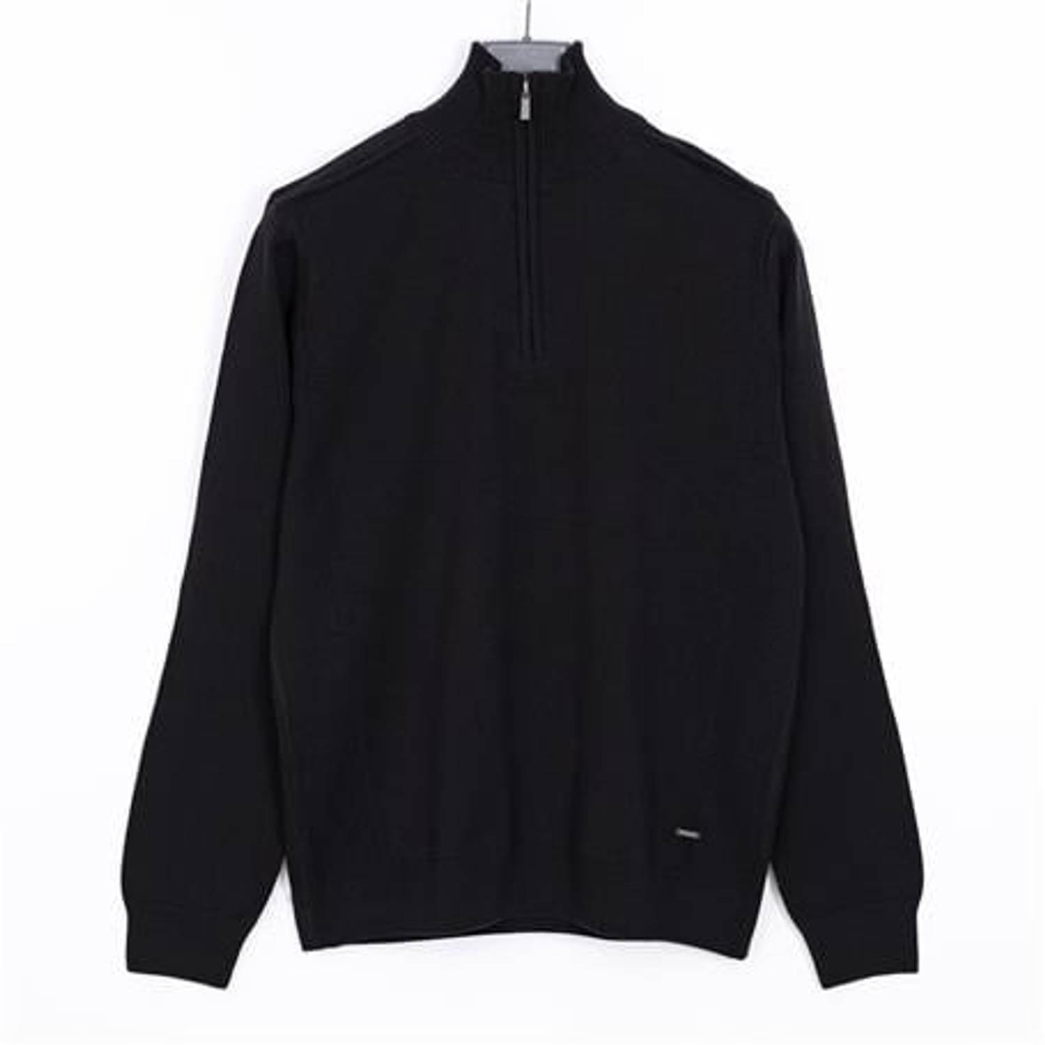 Erkek Fermuarlı Boğazlı Yaka Uzun Kol Siyah Triko - 180997 - Siyah