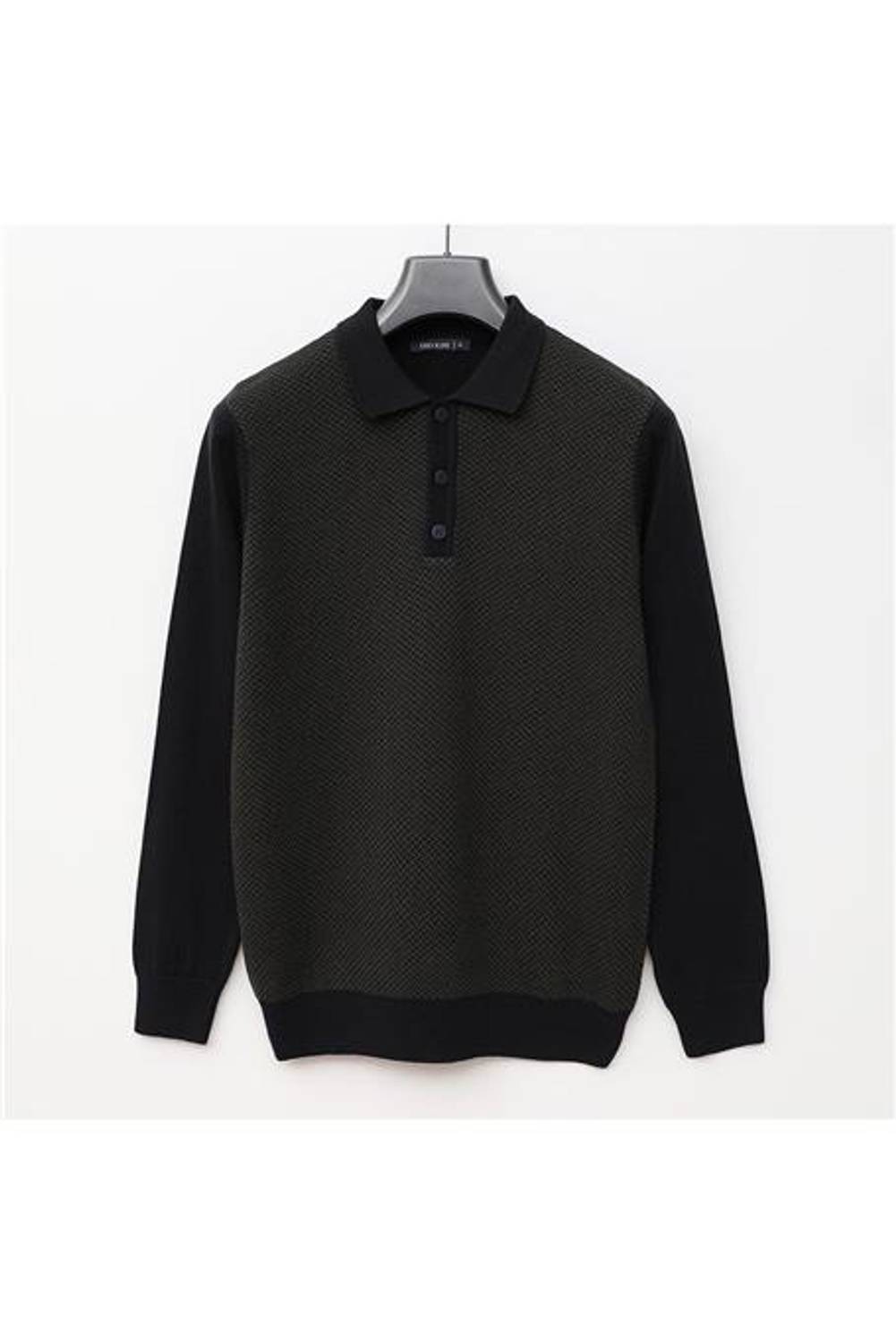 Erkek Polo Yaka Uzun Kol Triko Kazak - 180552 - Lacivert - Koyu Yeşil