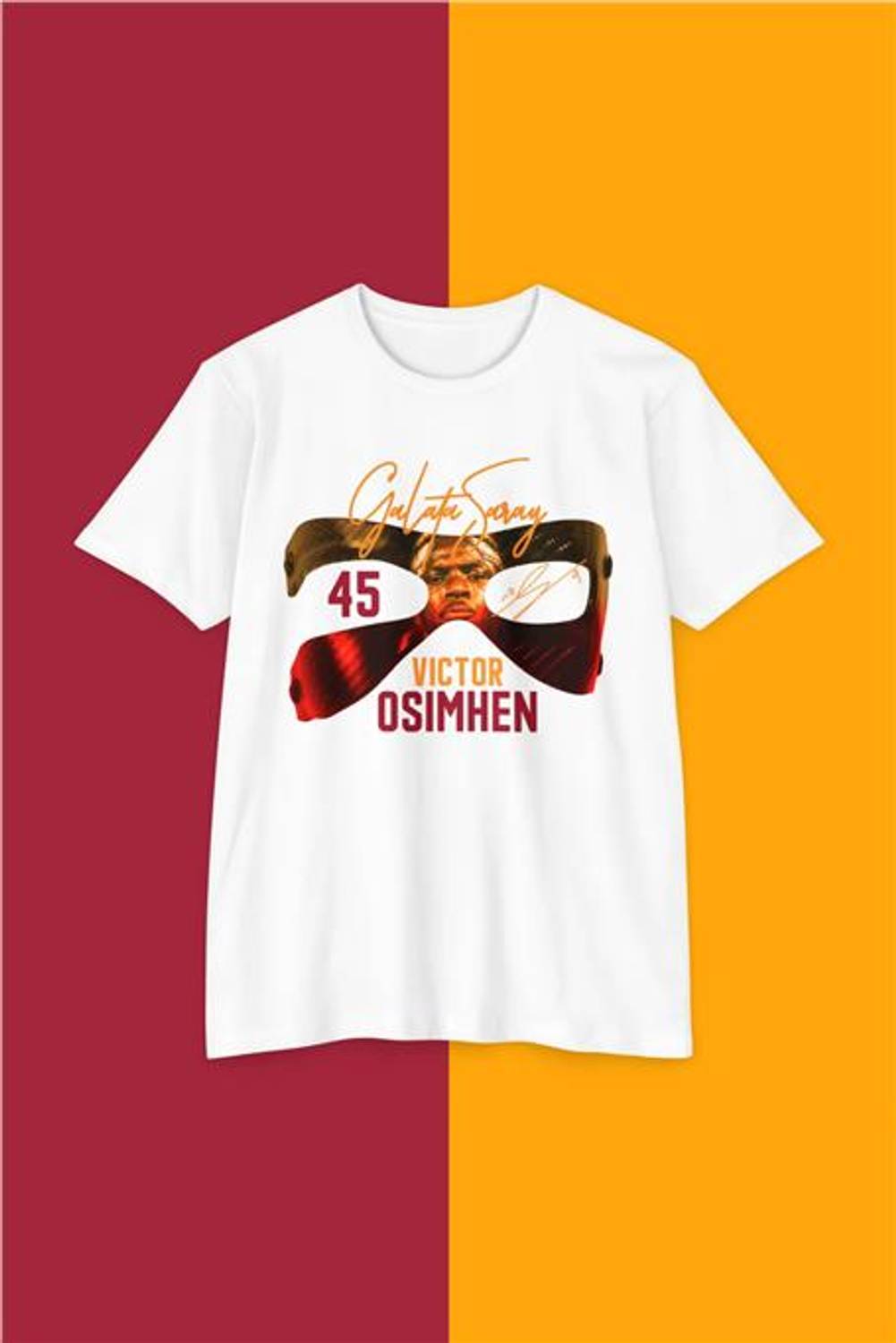 تي شيرت طباعة ماسك فيكتور غلطة سراي باللون الأبيض بجودة ممتازة مع مقاسات متاحة  S, M, L, XL, 2XL