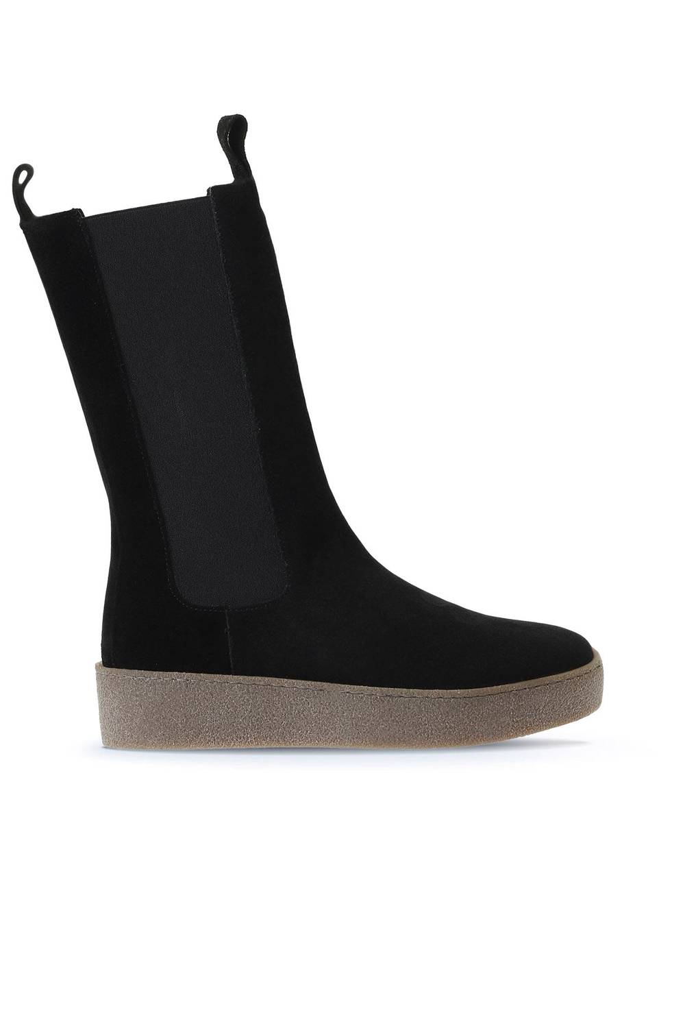 Жіночі черевики Bueno Düz Bot, шкіра, текстиль, висота підборів 4 см, чорний замш, колір таби, розміри 35-41