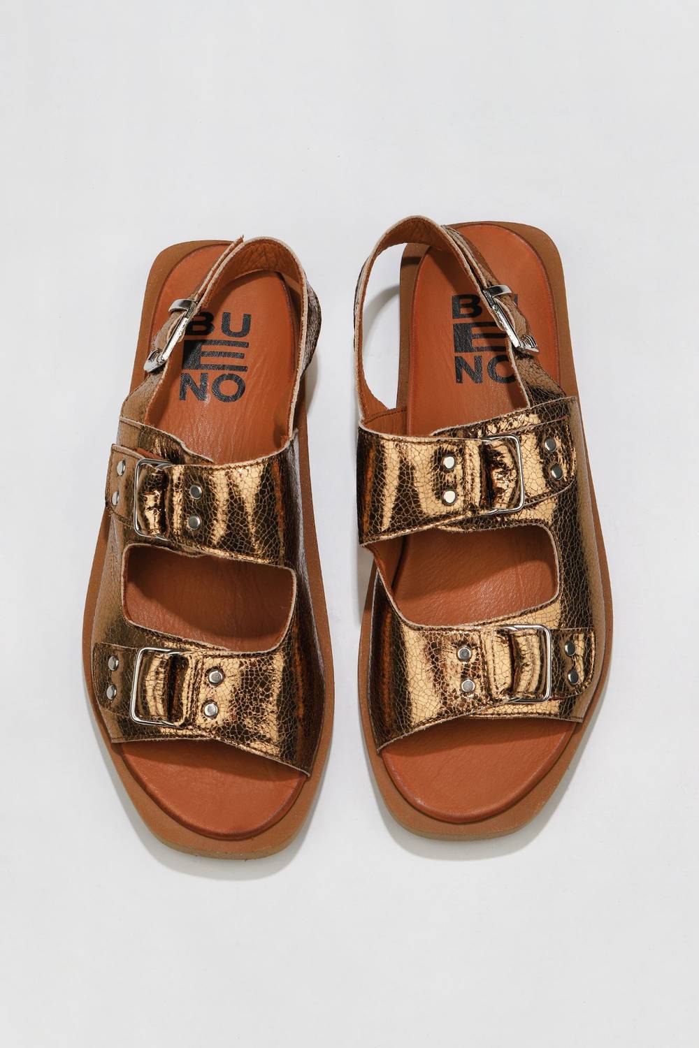 Женские сандалии Bueno 01WU3306, кожаные, с 2 см каблуком, цвет: бронзовый и золотой, доступные размеры: 36, 39