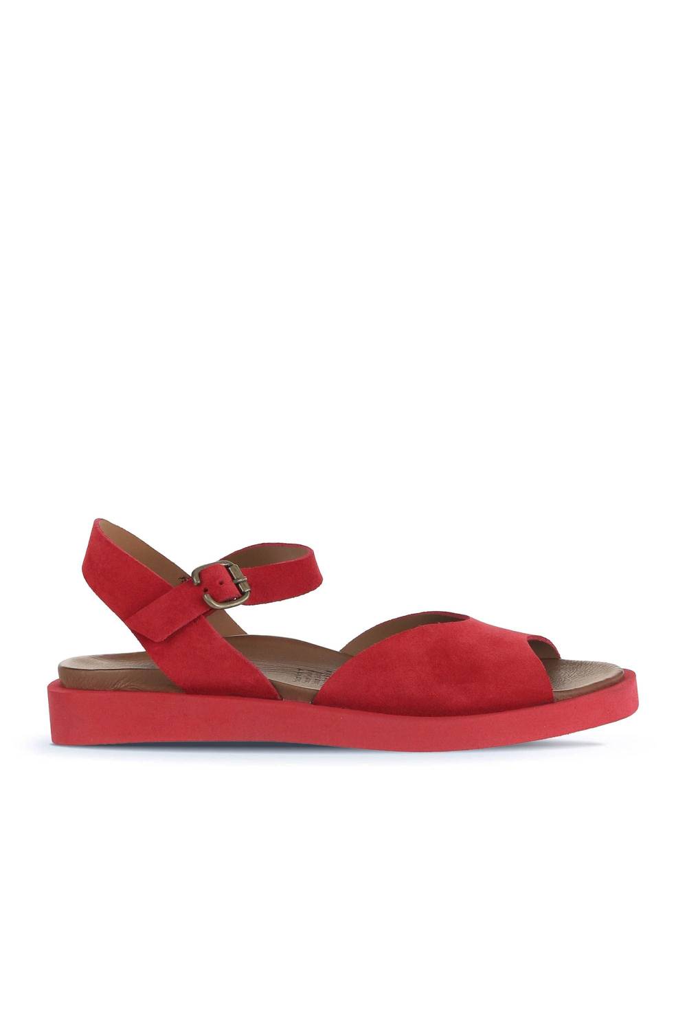 Жіночі сандалі Bueno 01WA5403 з нубуком, шкіряним внутрішнім матеріалом та підбором 2 см, доступні в кольорах: бежевий та червоний