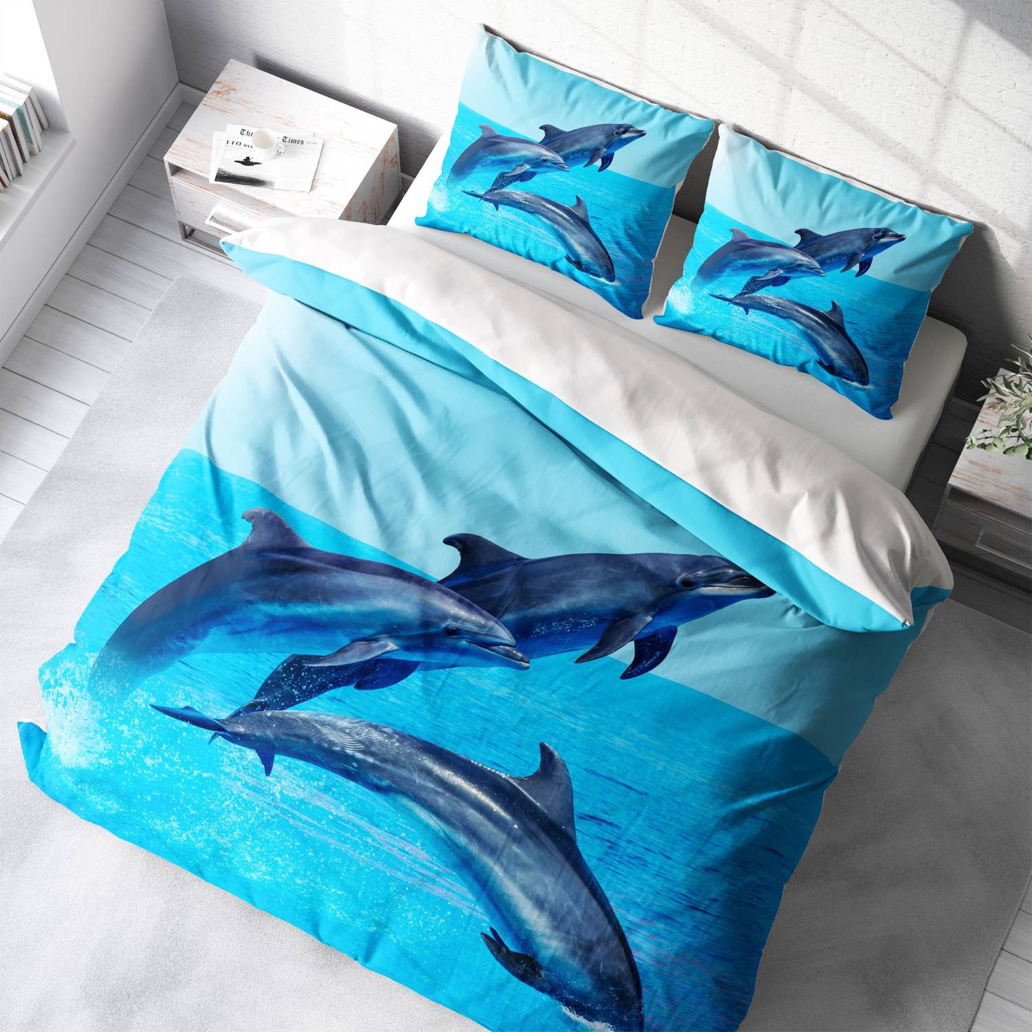 MonoHome Dolphin3 3D Cotton Satin Double Duvet Cover Set