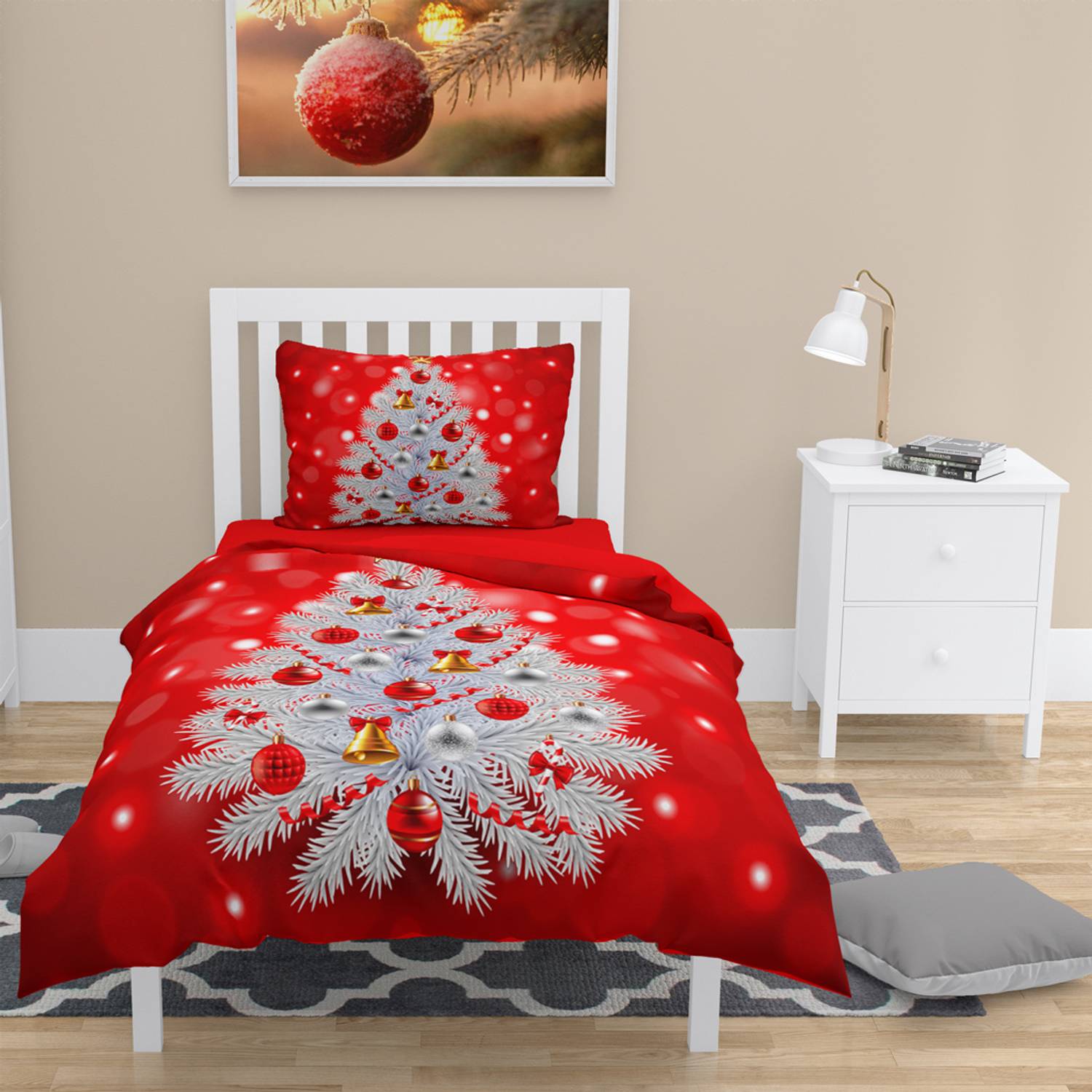 MonoHome NY Pine 3D Cotton Satin Single Duvet Cover Set