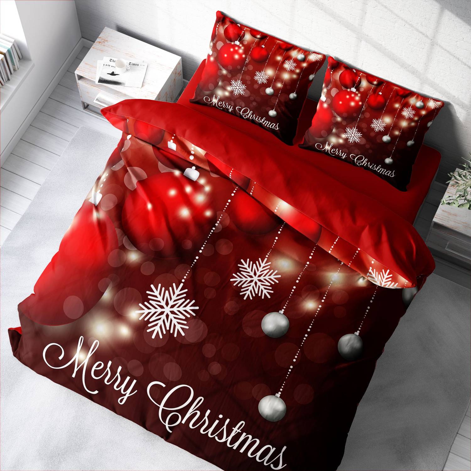 Комплект постільної білизни MonoHome NY Flake 3D з бавовняного сатину, двоспальний, 200x220 см, з яскравими кольорами та спеціальним дизайном