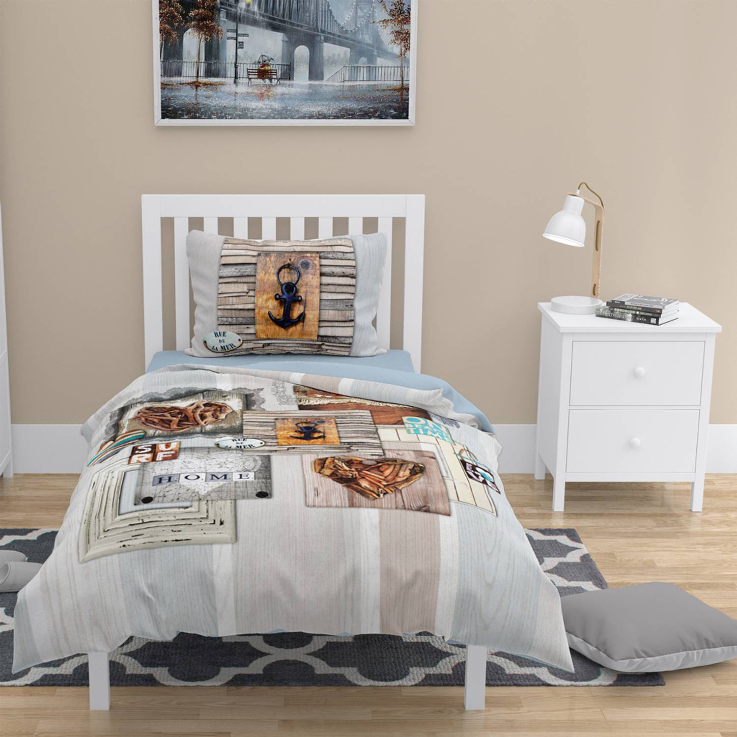 MonoHome La Mer 3D Cotton Satin Single Duvet Cover Set