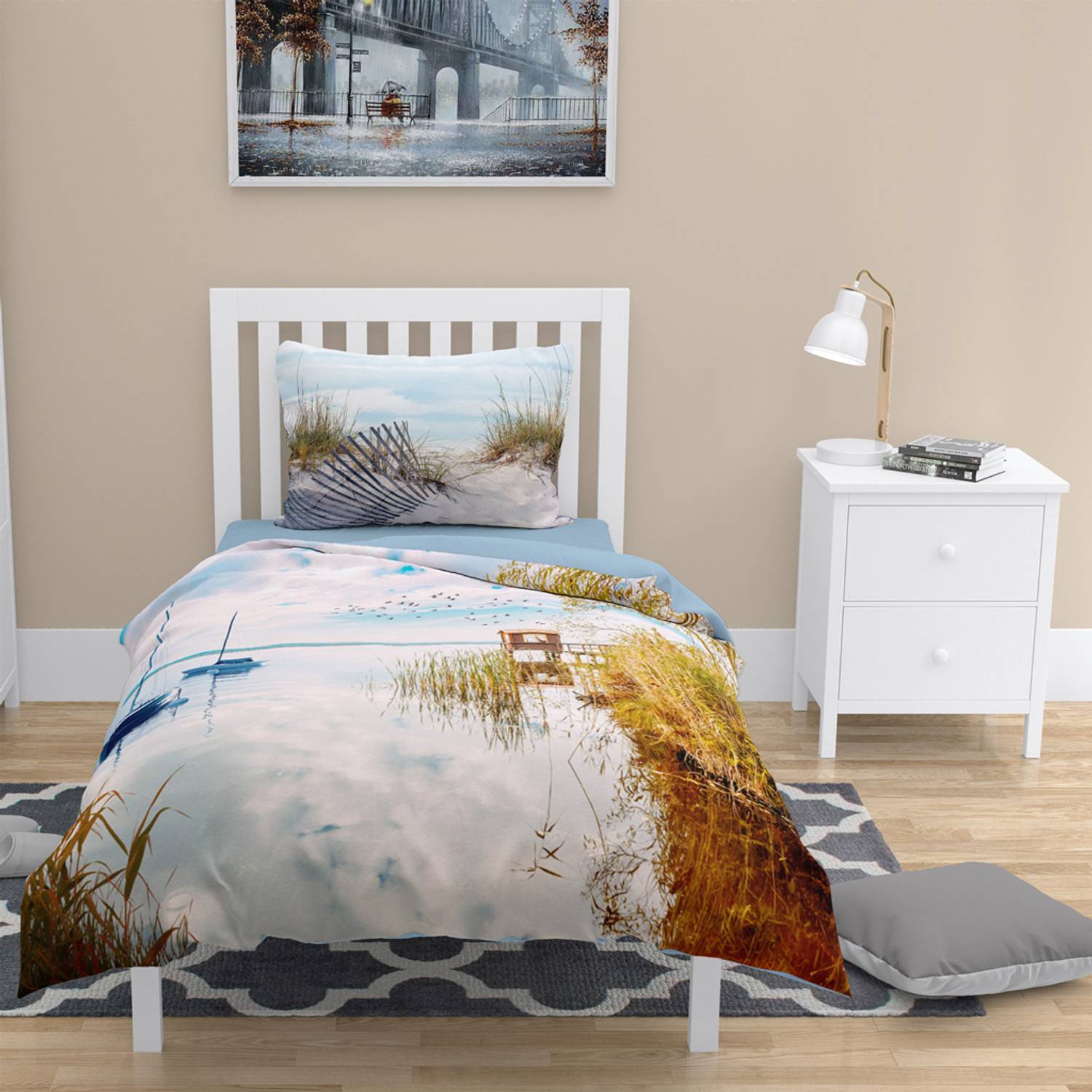 MonoHome Reeds 3D Cotton Satin Single Duvet Cover Set