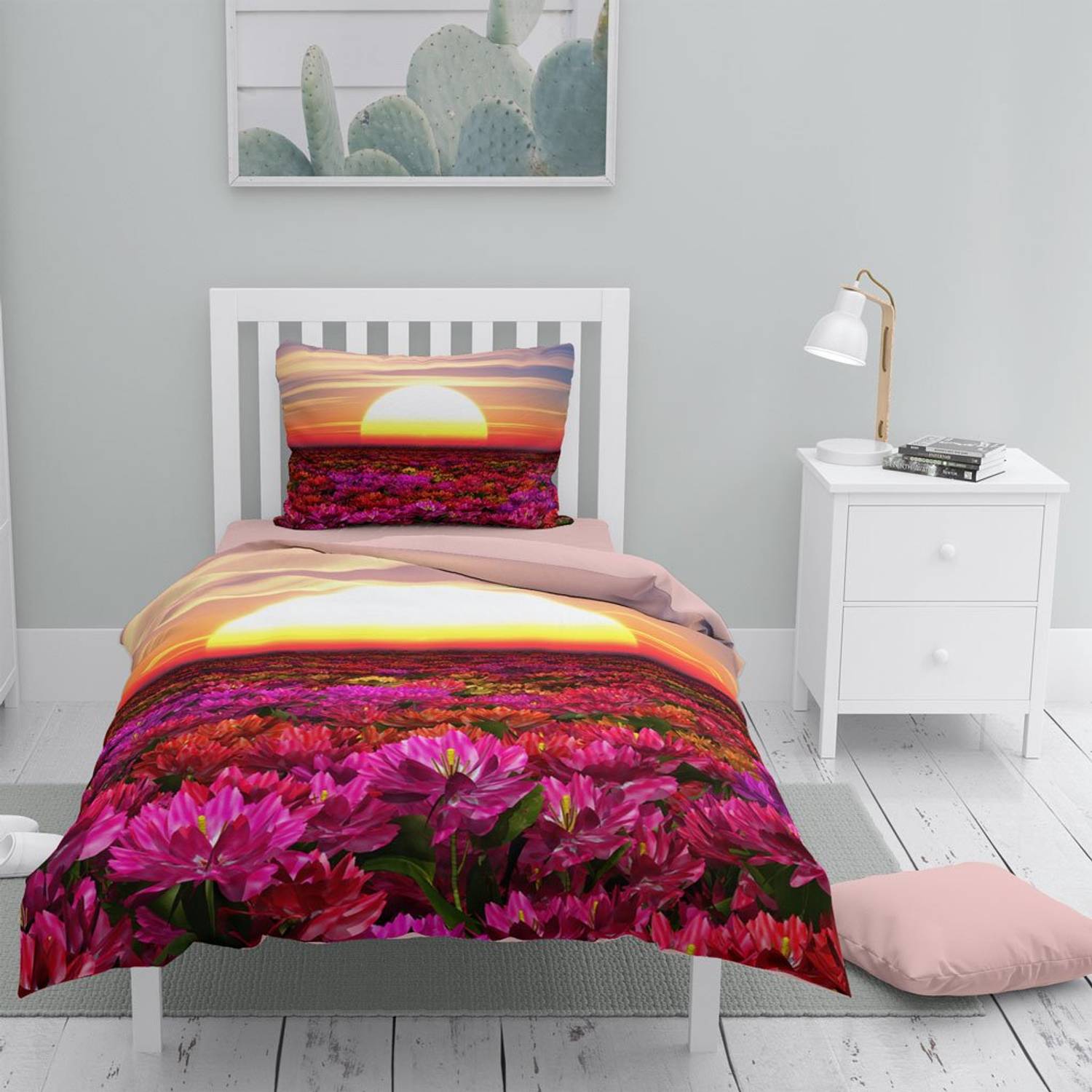 MonoHome Sunset 3D Cotton Satin Single Duvet Cover Set