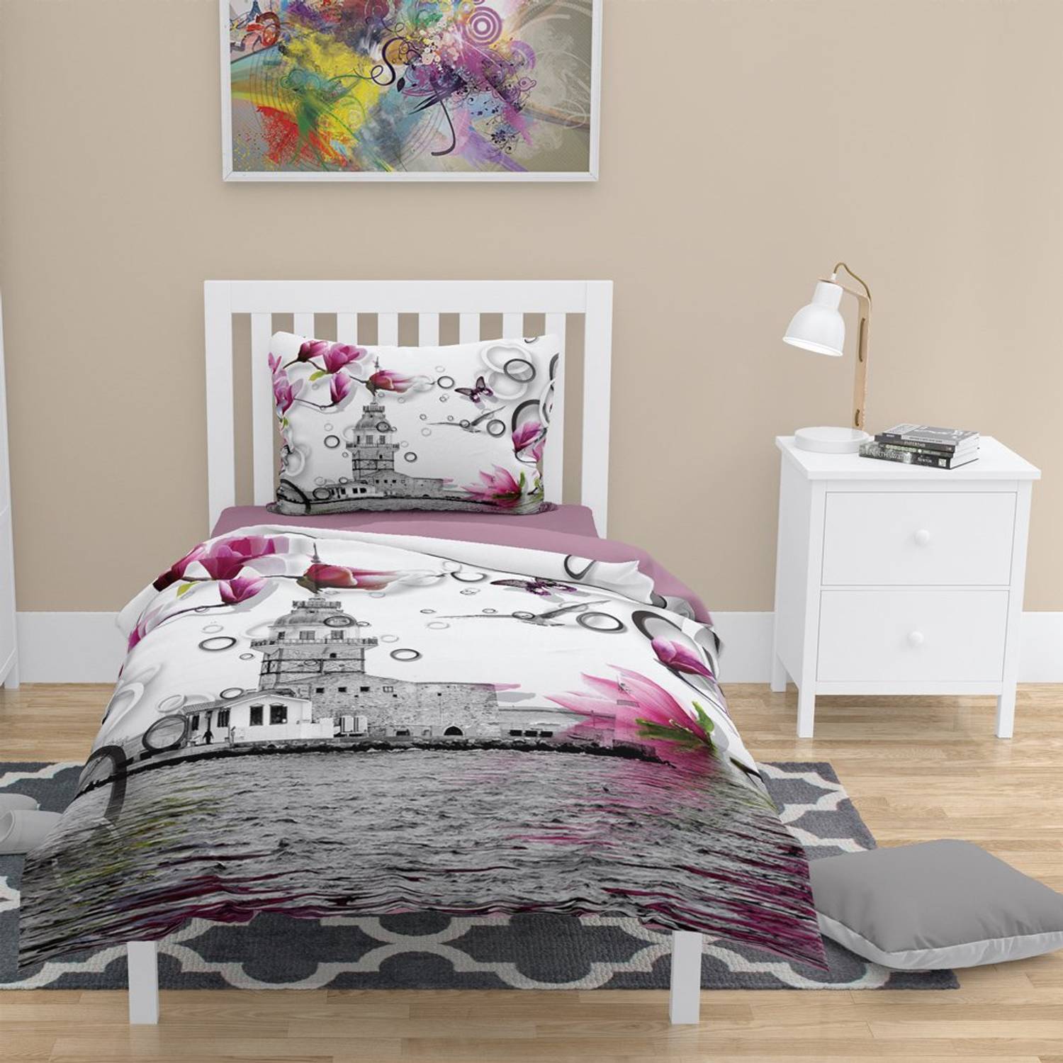 MonoHome Istanbul 3D Cotton Satin Single Duvet Cover Set