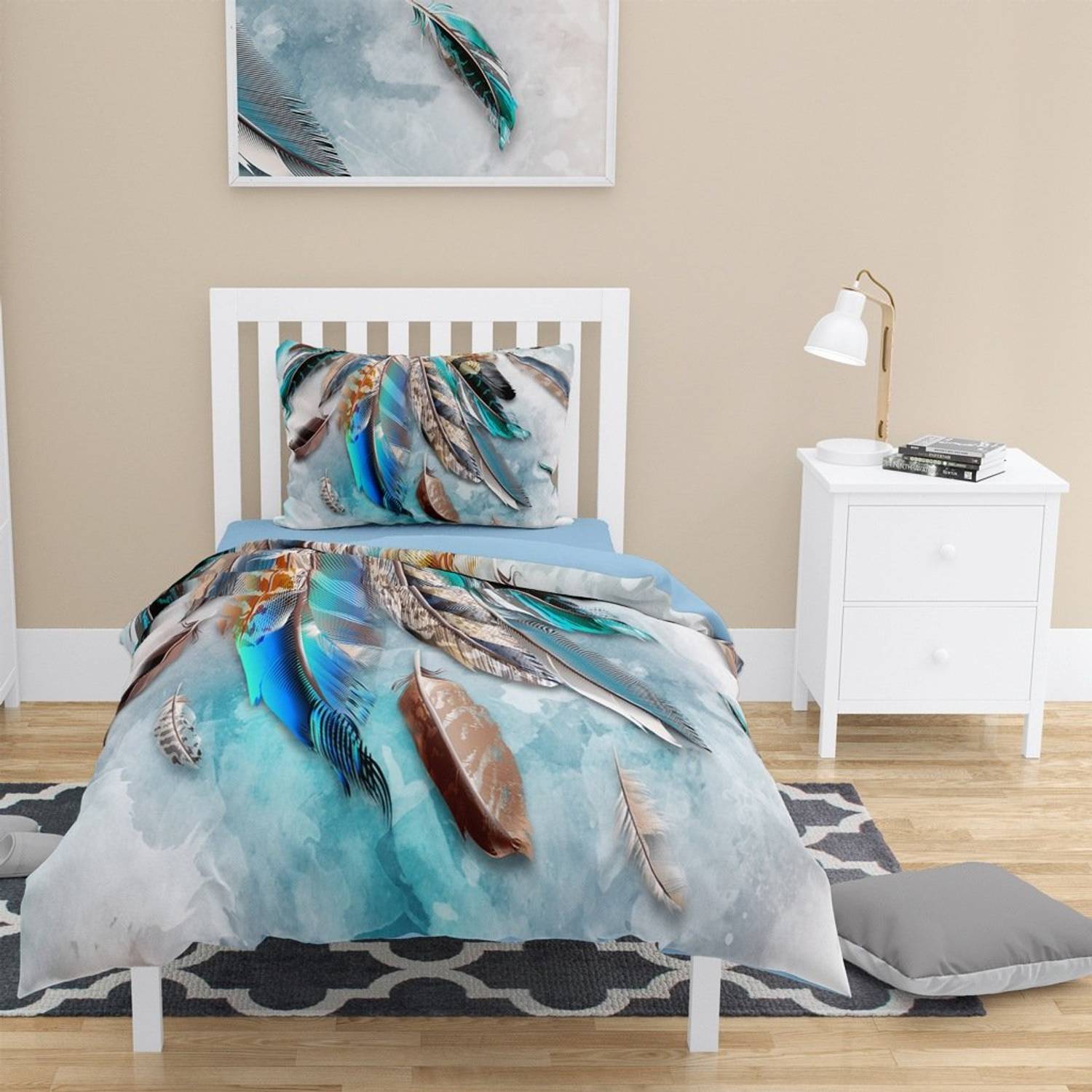 Комплект постільної білизни MonoHome Mystery 3D з бавовняного сатину для односпального ліжка, цифровий друк, 160x220 см, комфортний та стильний