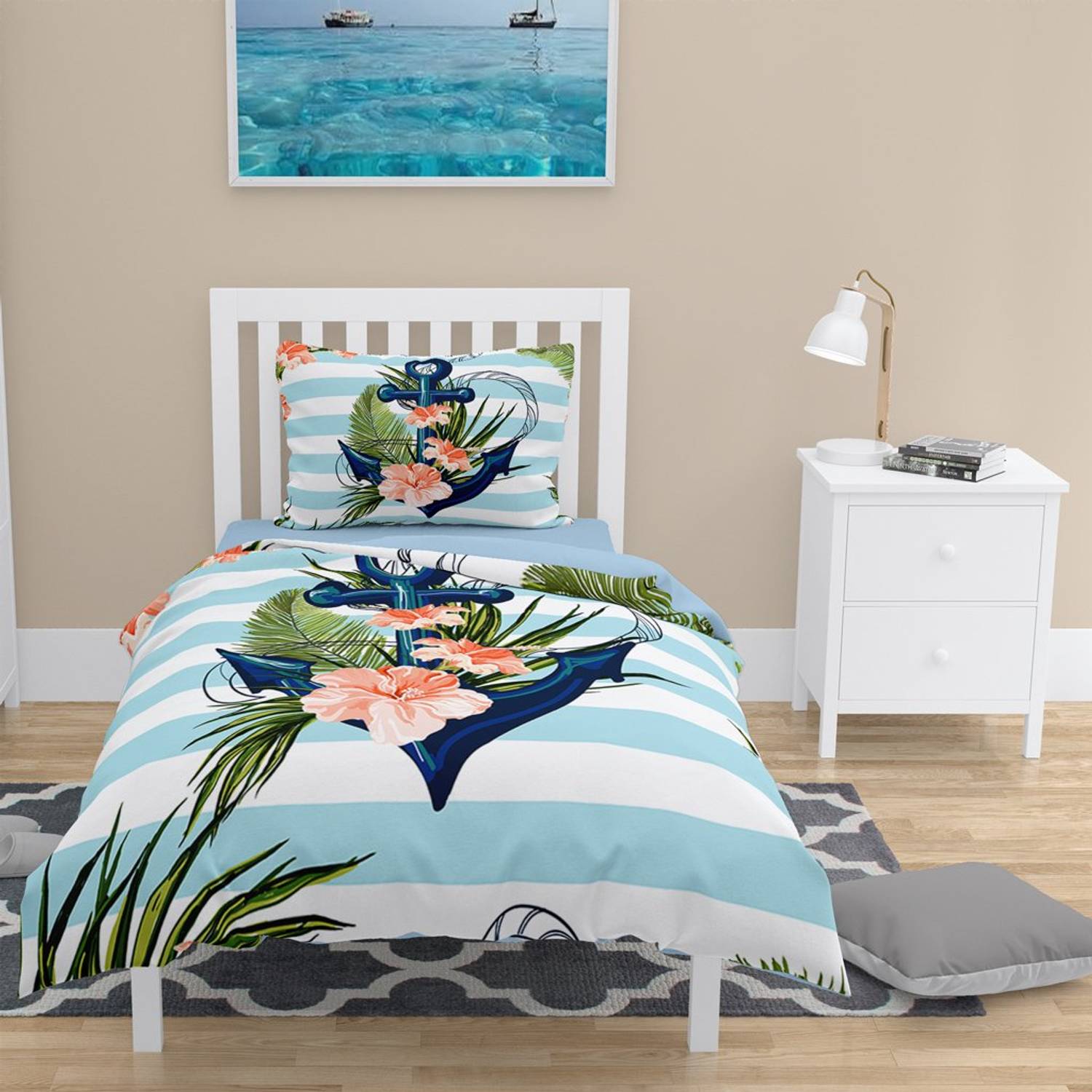 MonoHome Anchor 3D Cotton Satin Single Duvet Cover Set