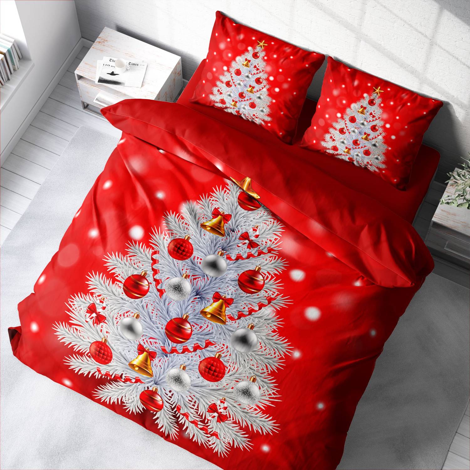 MonoHome NY Pine 3D Cotton Satin Double Duvet Cover Set