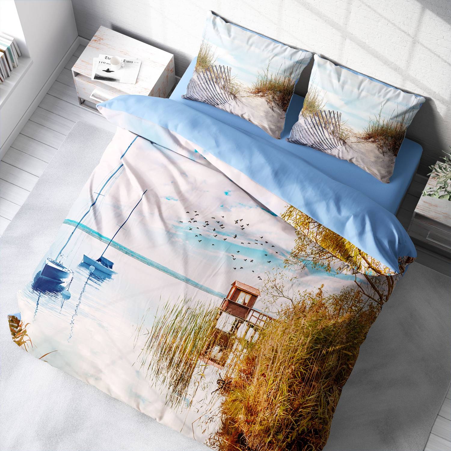 MonoHome Reeds 3D Cotton Satin Double Duvet Cover Set