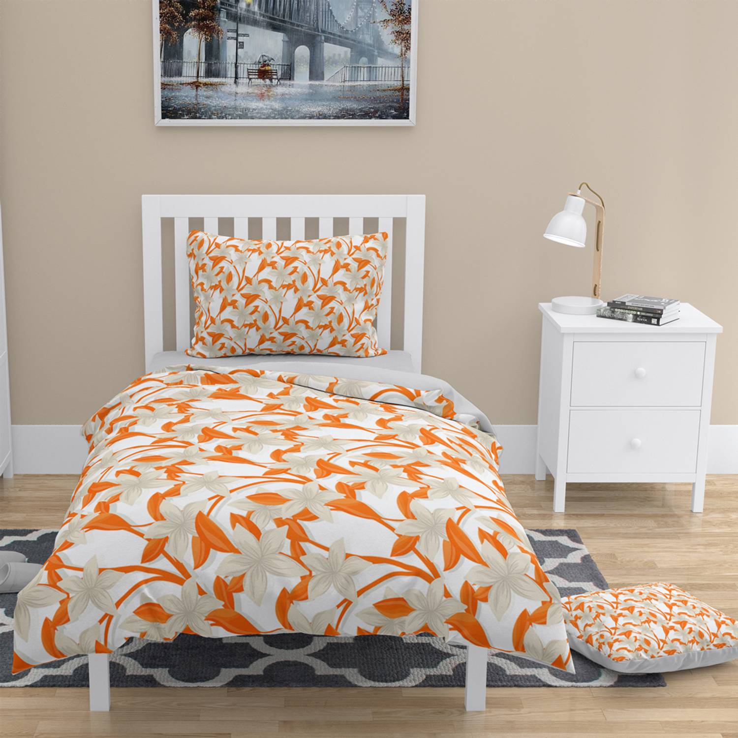 Комплект наволочек MonoHome Orange 3D из хлопкового сатина для односпальной кровати 160x220 см с яркими цветами и долговечным качеством