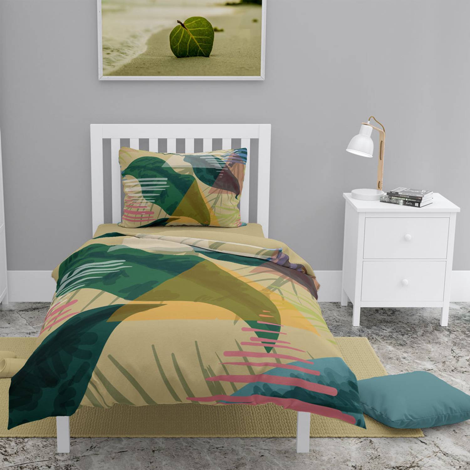 MonoHome Relaxing 3D Cotton Satin Single Duvet Cover Set