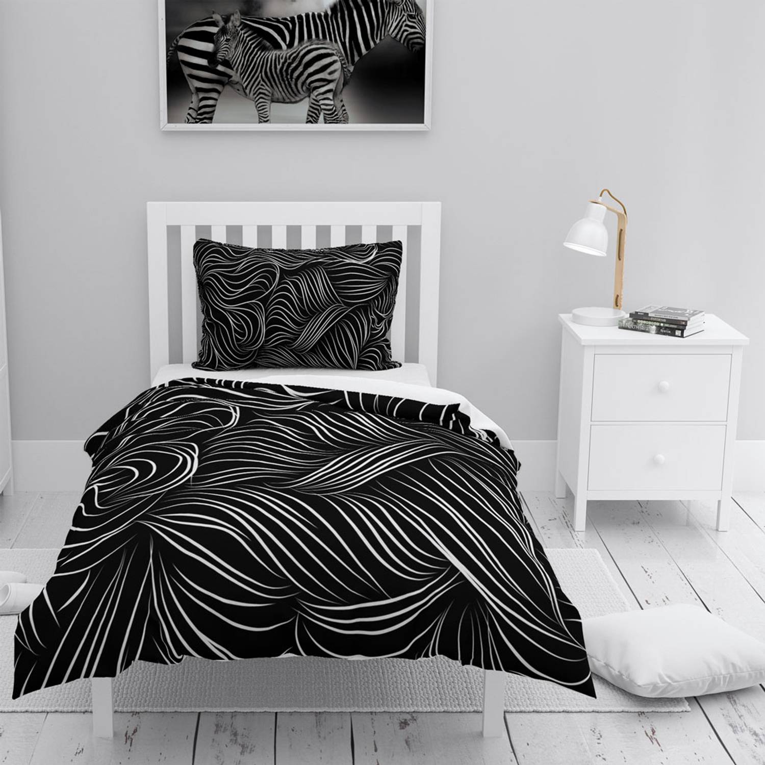 MonoHome Zebra 3D Cotton Satin Single Duvet Cover Set