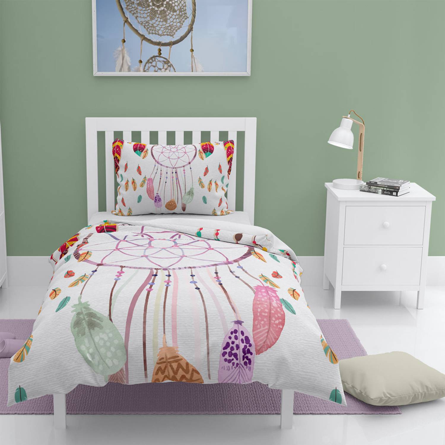 Моногом Кэтчерс 3D Постельное Белье из Хлопкового Сатина для Одной Персоны 160x220 см, Яркие Цвета, Высокое Качество, Гарантия 24 Месяца