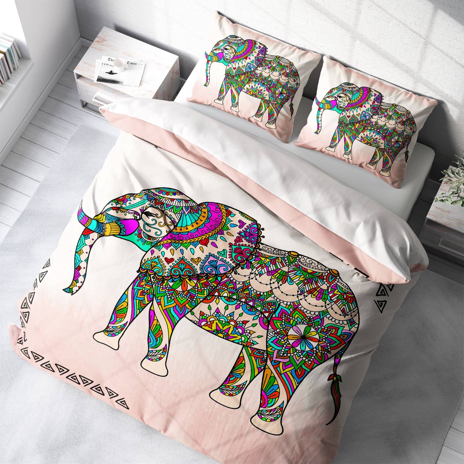 MonoHome Elephant 3D Cotton Satin Double Duvet Cover Set