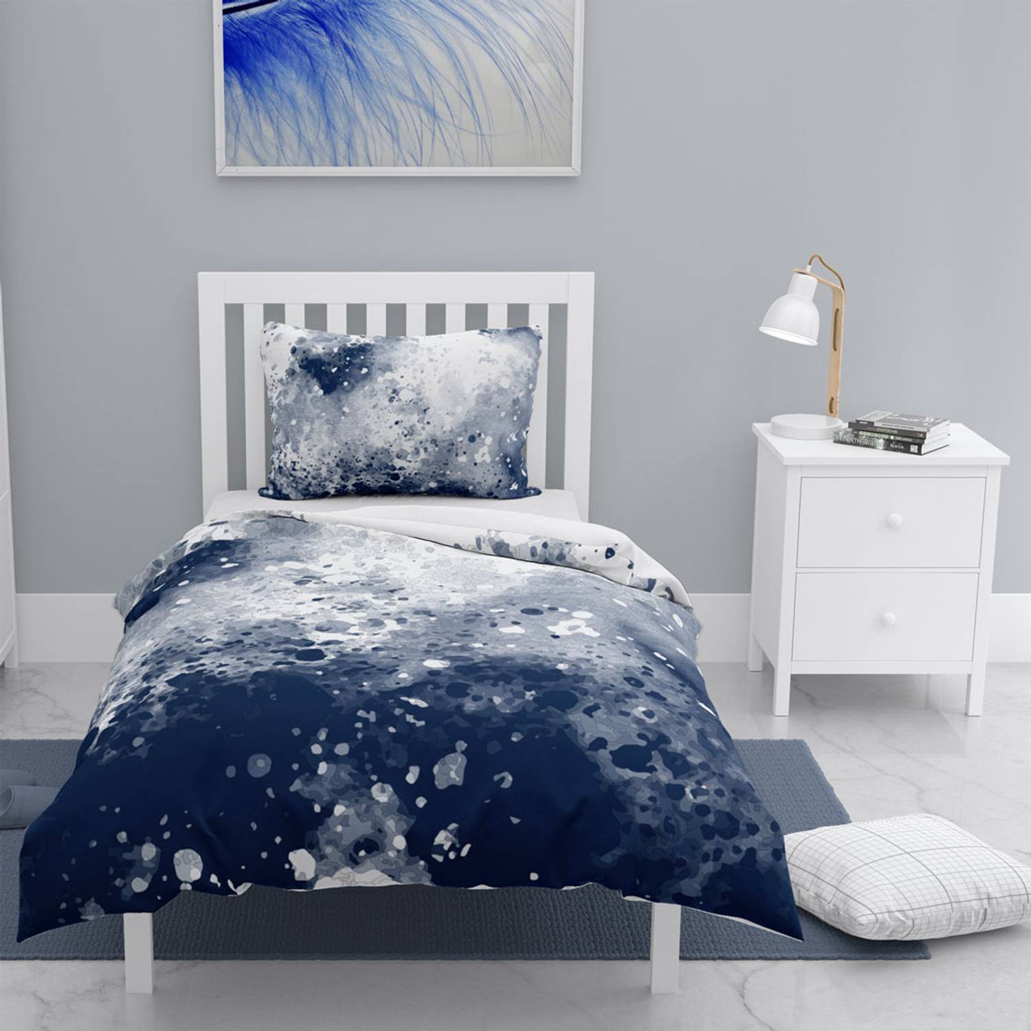 طقم غطاء لحاف مفرد من الساتان القطني ثلاثي الأبعاد من MonoHome