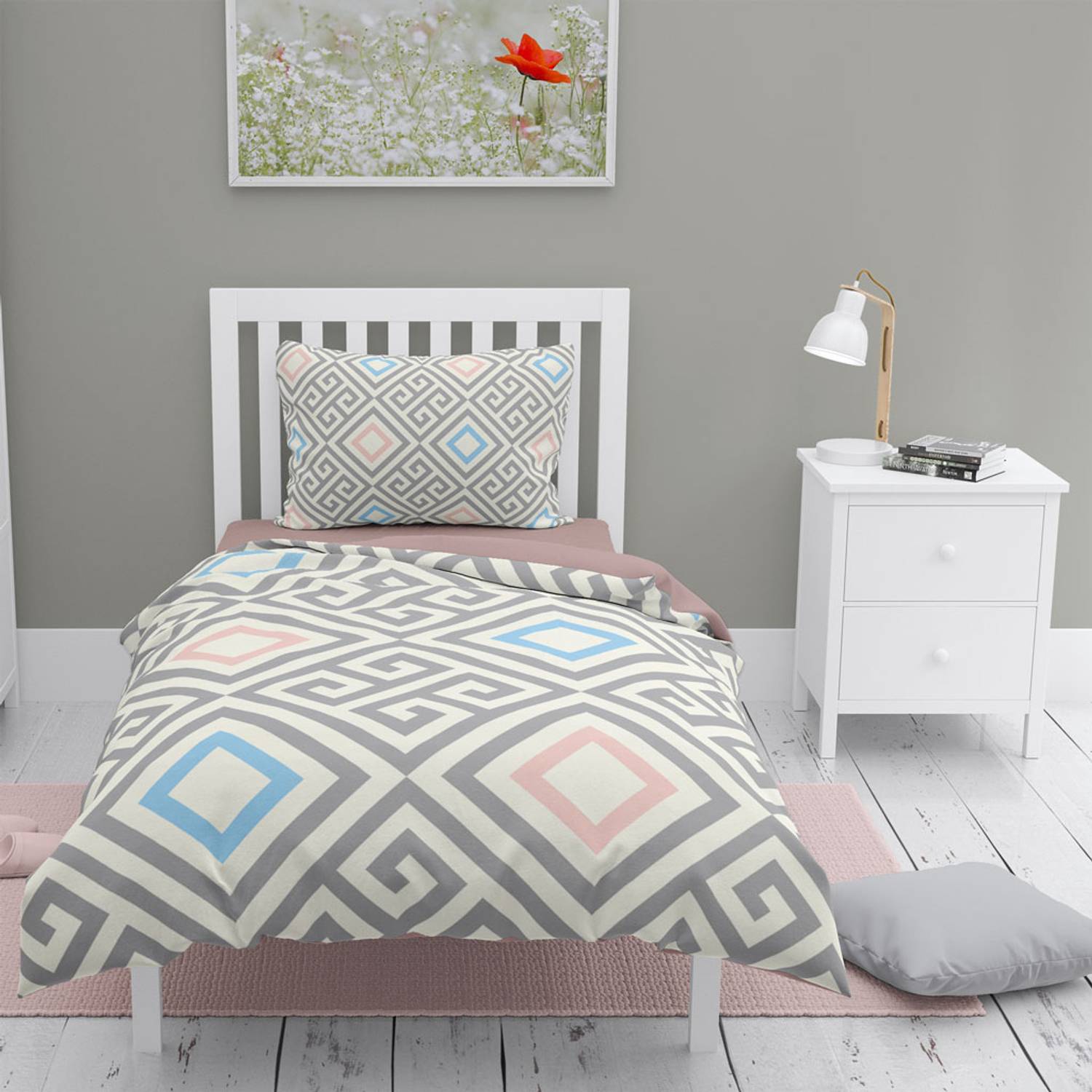 Комплект постельного белья MonoHome Geometri 3D из хлопкового сатина, однокомнатный, 160х220 см, живые цвета, мягкая текстура